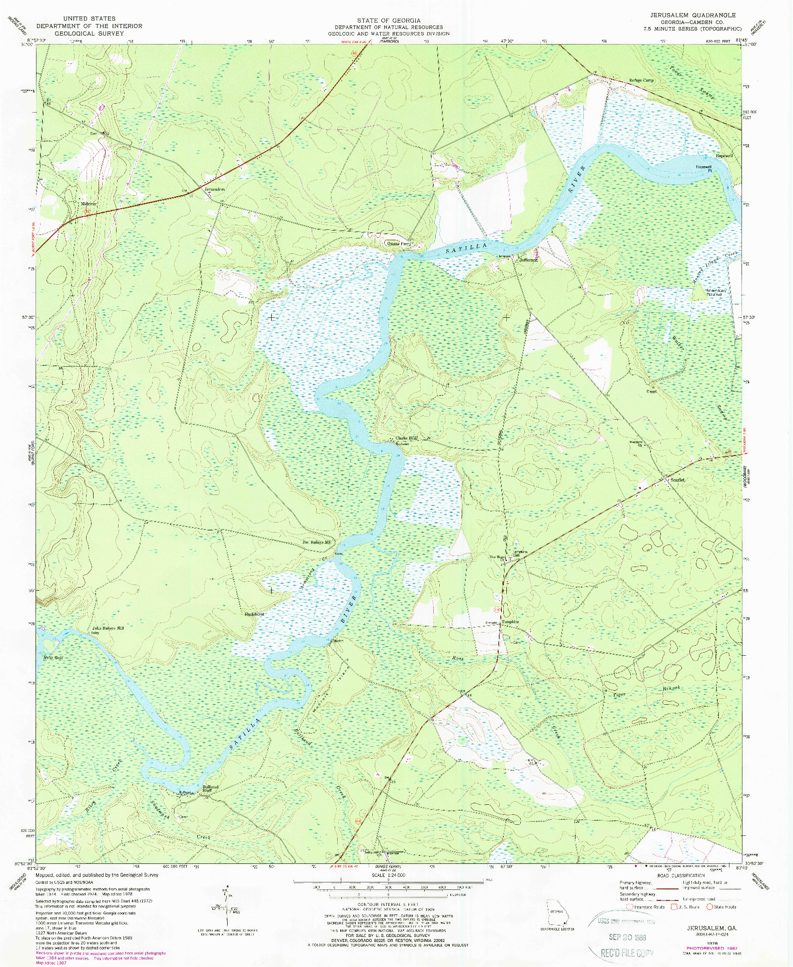 USGS 1:24000-SCALE QUADRANGLE FOR JERUSALEM, GA 1978