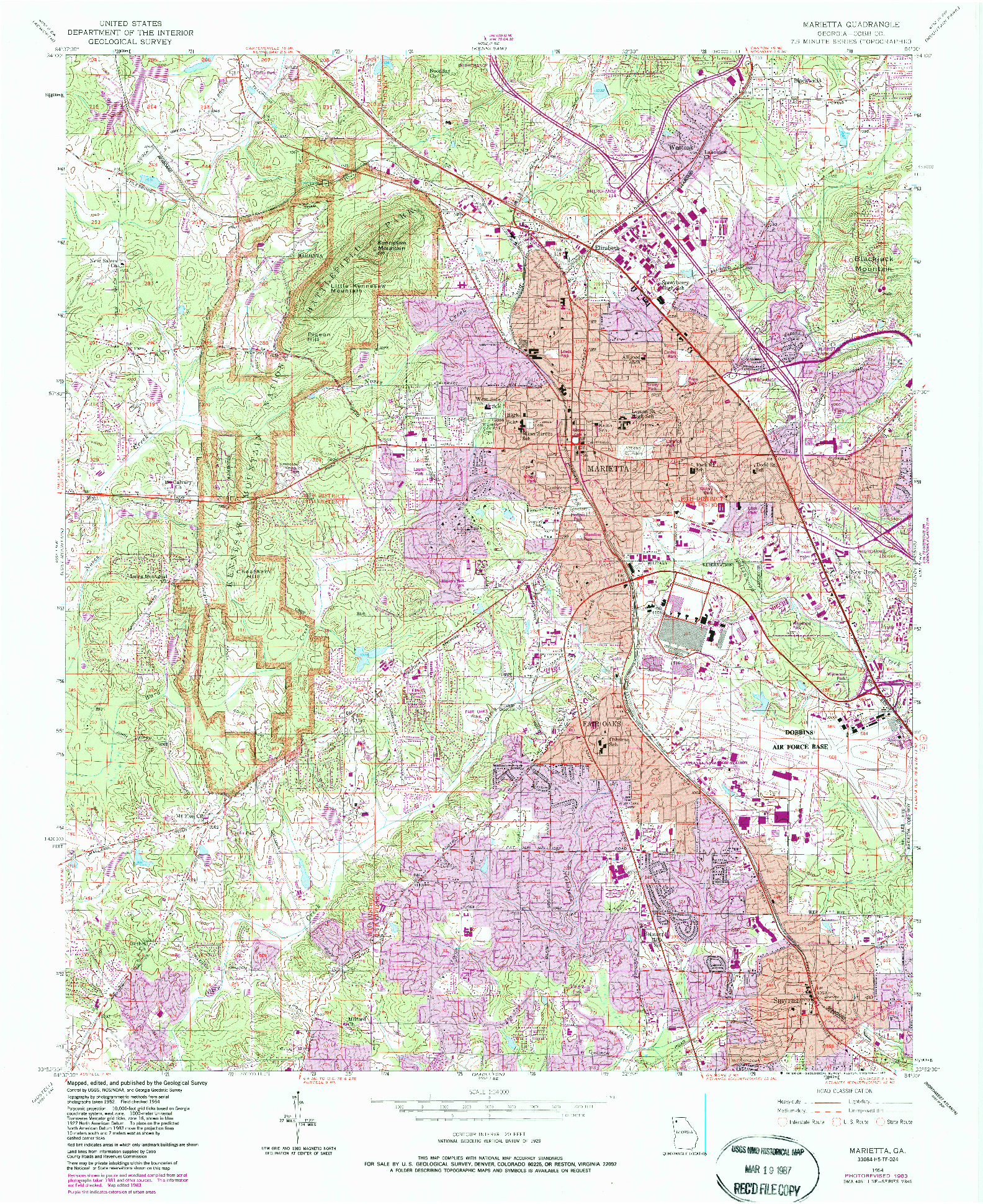 USGS 1:24000-SCALE QUADRANGLE FOR MARIETTA, GA 1954