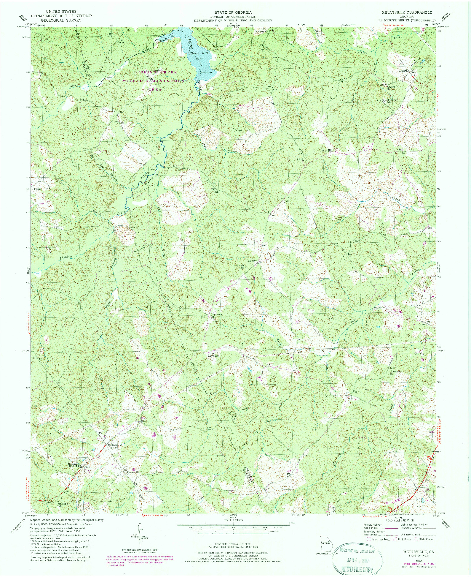 USGS 1:24000-SCALE QUADRANGLE FOR METASVILLE, GA 1954