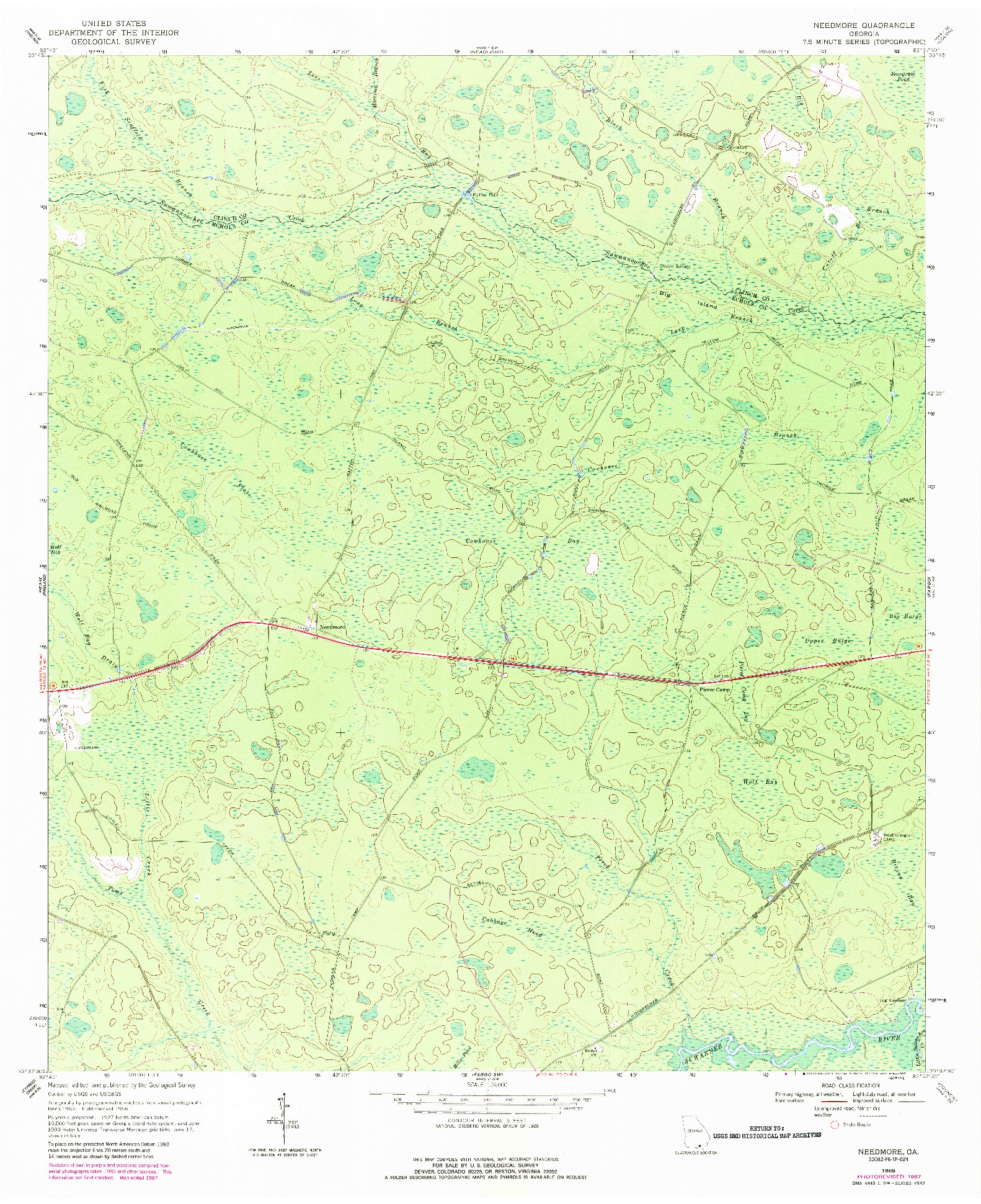 USGS 1:24000-SCALE QUADRANGLE FOR NEEDMORE, GA 1968