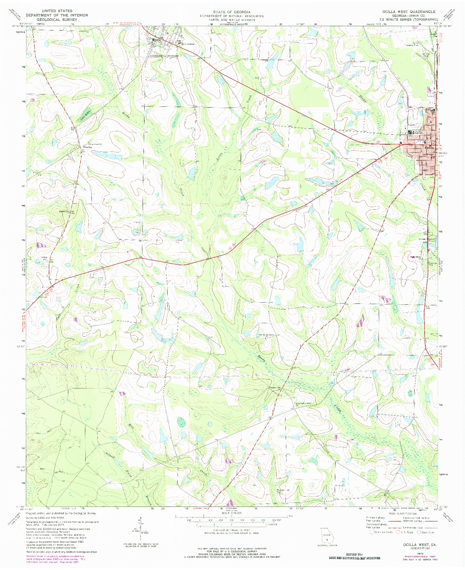 USGS 1:24000-SCALE QUADRANGLE FOR OCILLA WEST, GA 1973