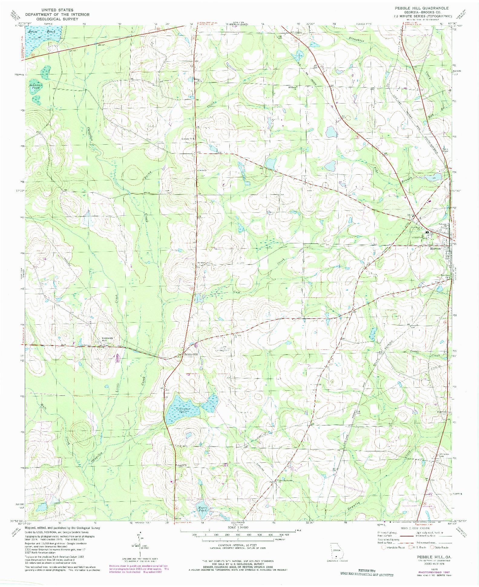 USGS 1:24000-SCALE QUADRANGLE FOR PEBBLE HILL, GA 1975