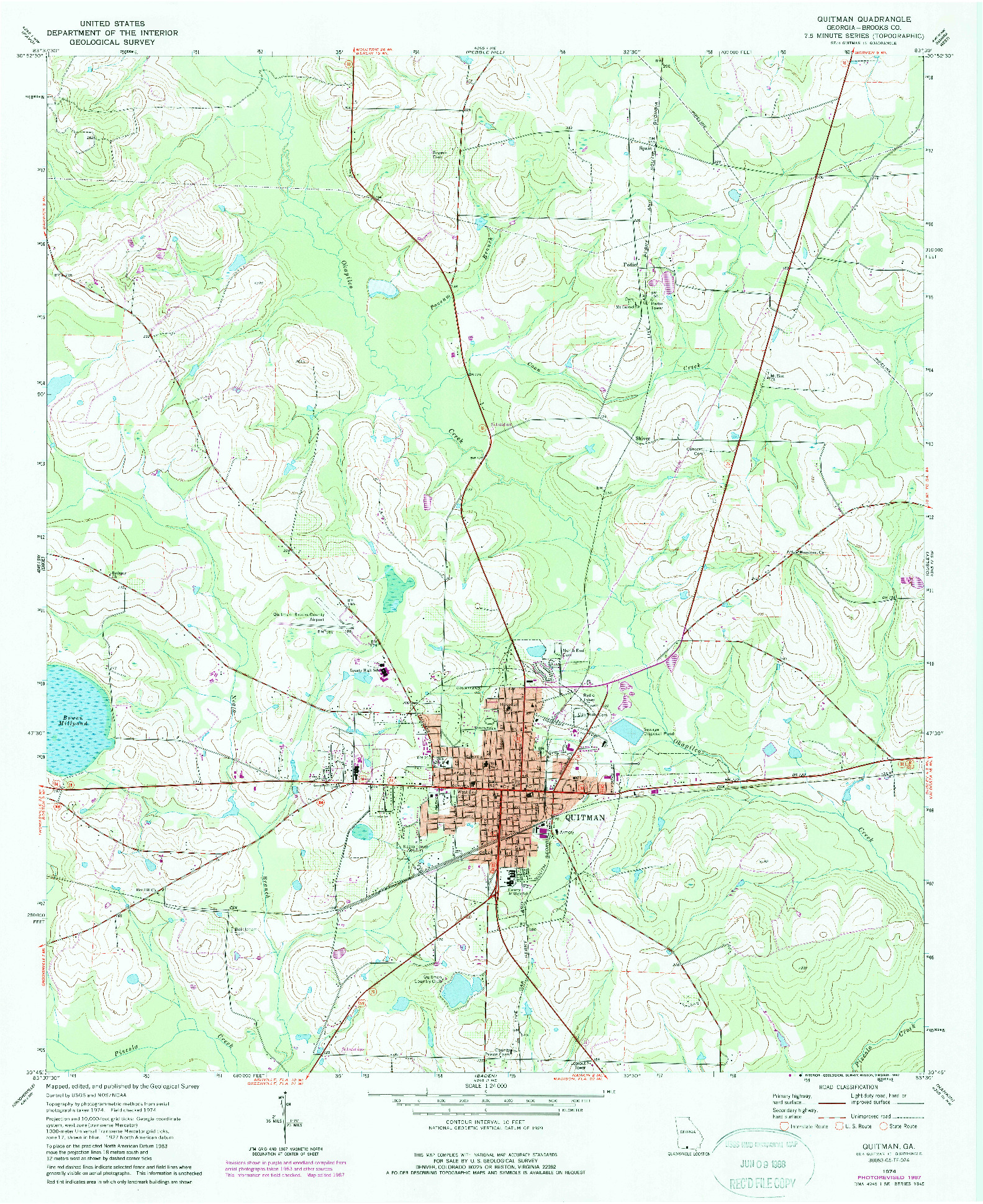 USGS 1:24000-SCALE QUADRANGLE FOR QUITMAN, GA 1974