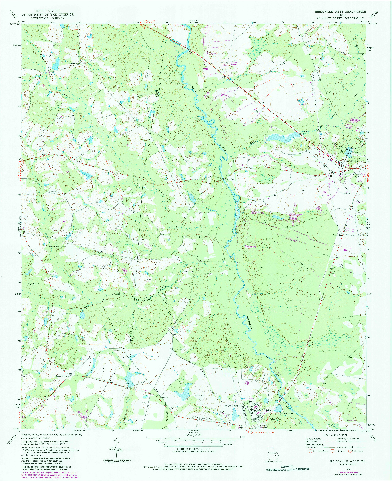 USGS 1:24000-SCALE QUADRANGLE FOR REIDSVILLE WEST, GA 1970