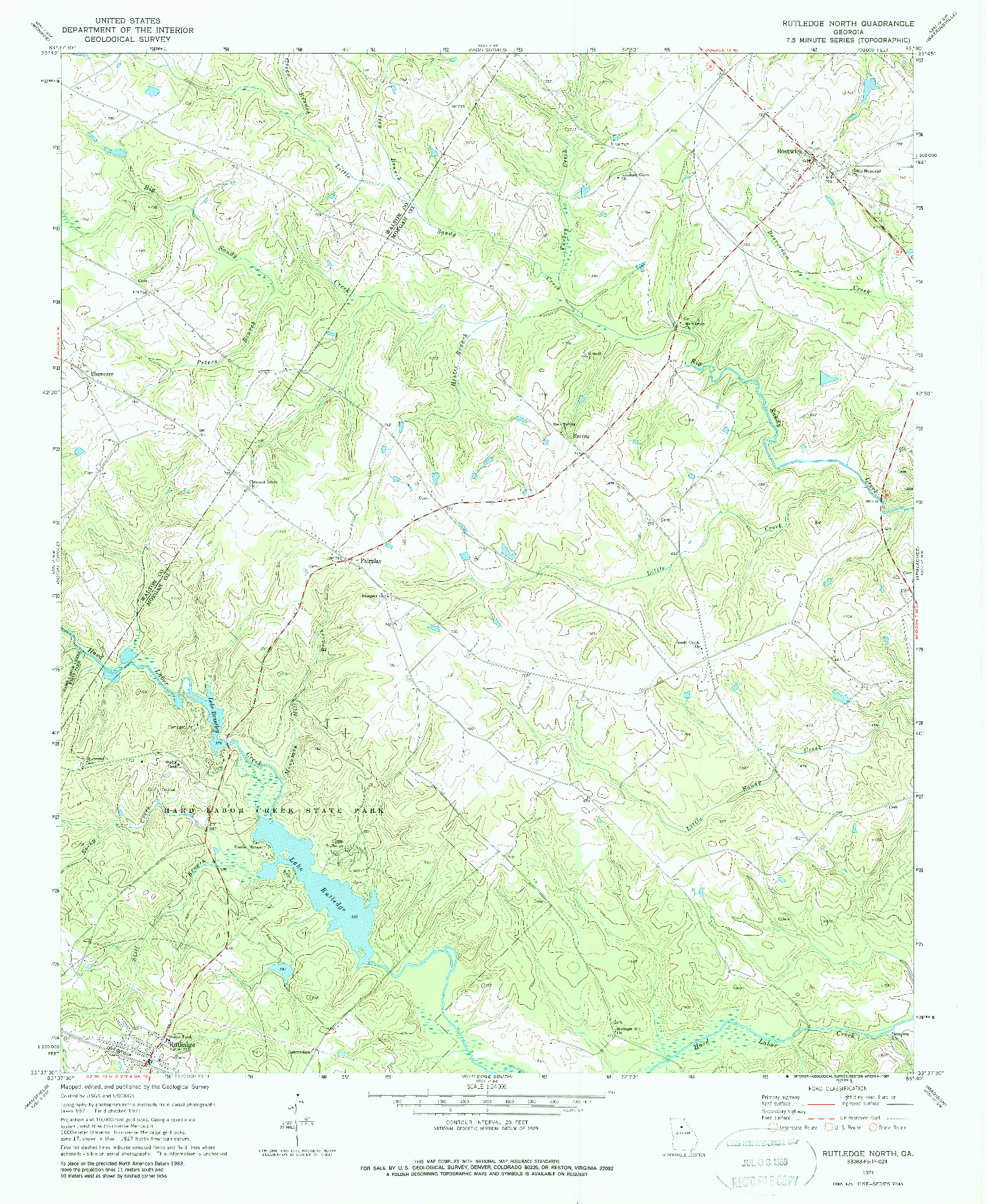 USGS 1:24000-SCALE QUADRANGLE FOR RUTLEDGE NORTH, GA 1971
