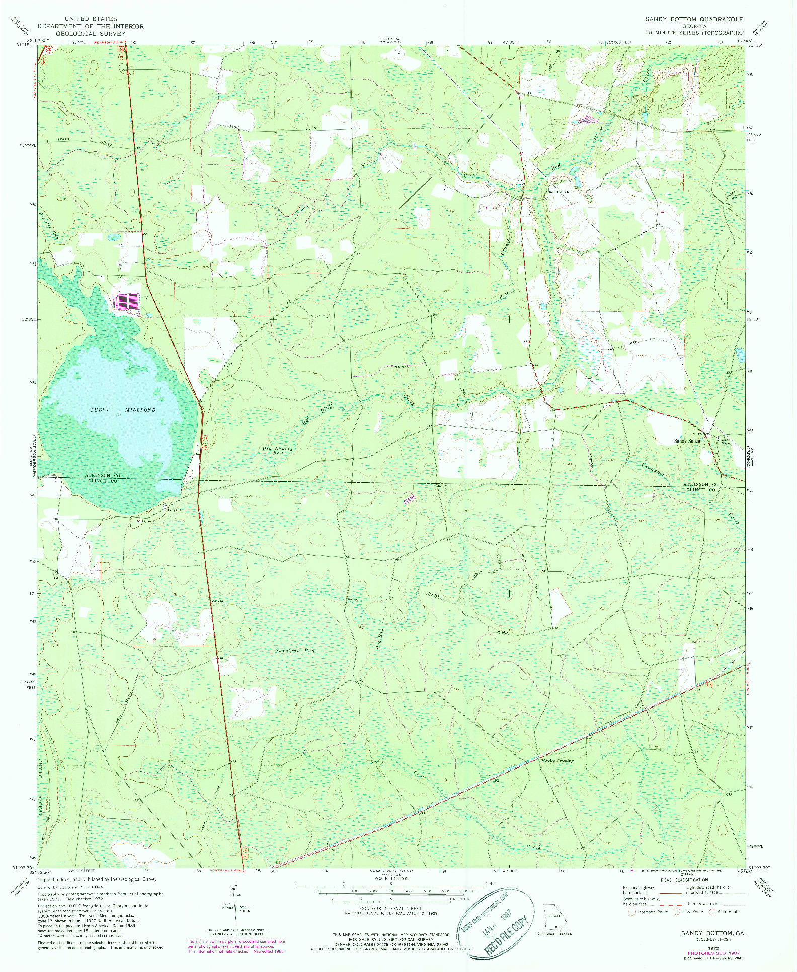 USGS 1:24000-SCALE QUADRANGLE FOR SANDY BOTTOM, GA 1972