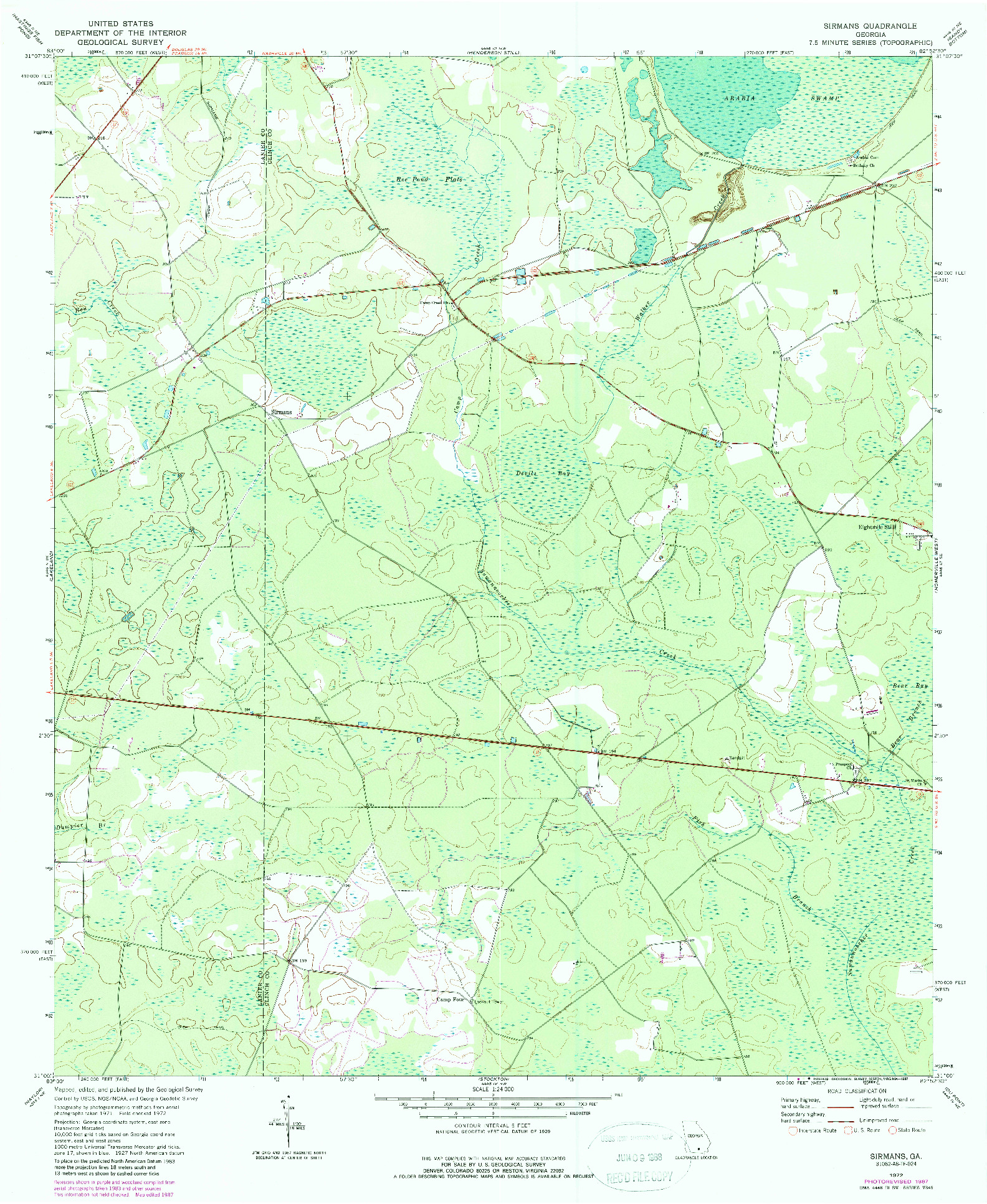 USGS 1:24000-SCALE QUADRANGLE FOR SIRMANS, GA 1972