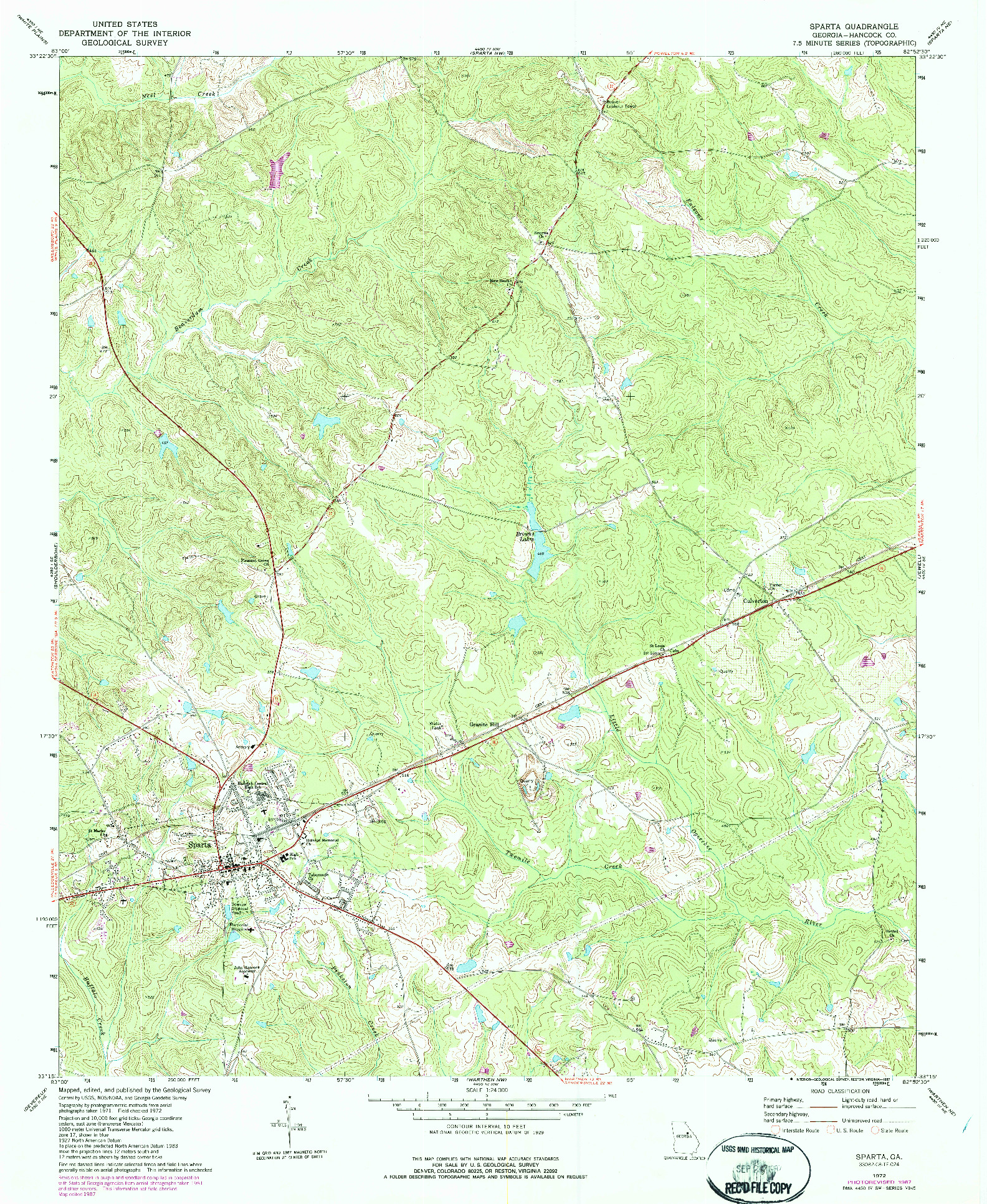 USGS 1:24000-SCALE QUADRANGLE FOR SPARTA, GA 1972