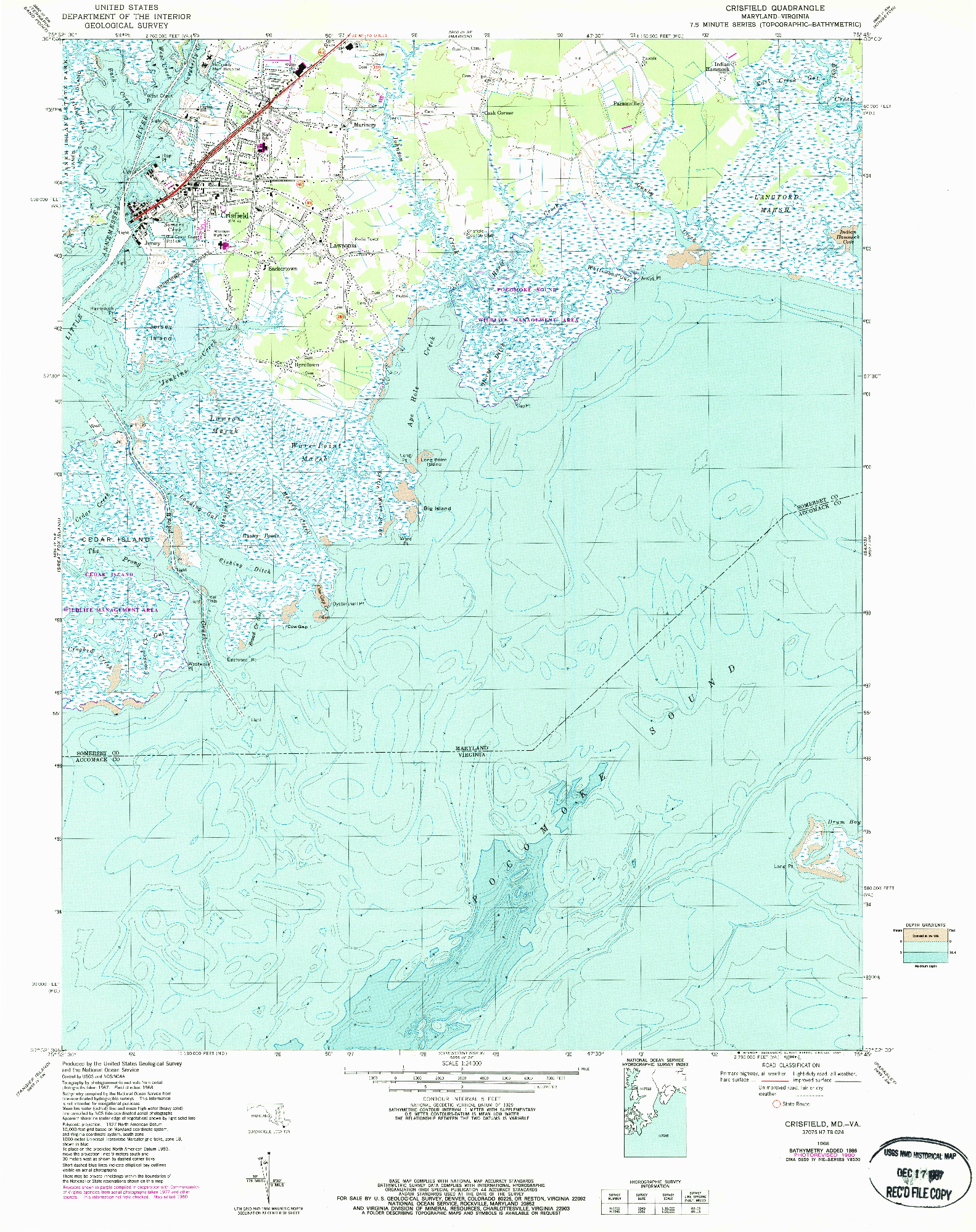 USGS 1:24000-SCALE QUADRANGLE FOR CRISFIELD, MD 1968