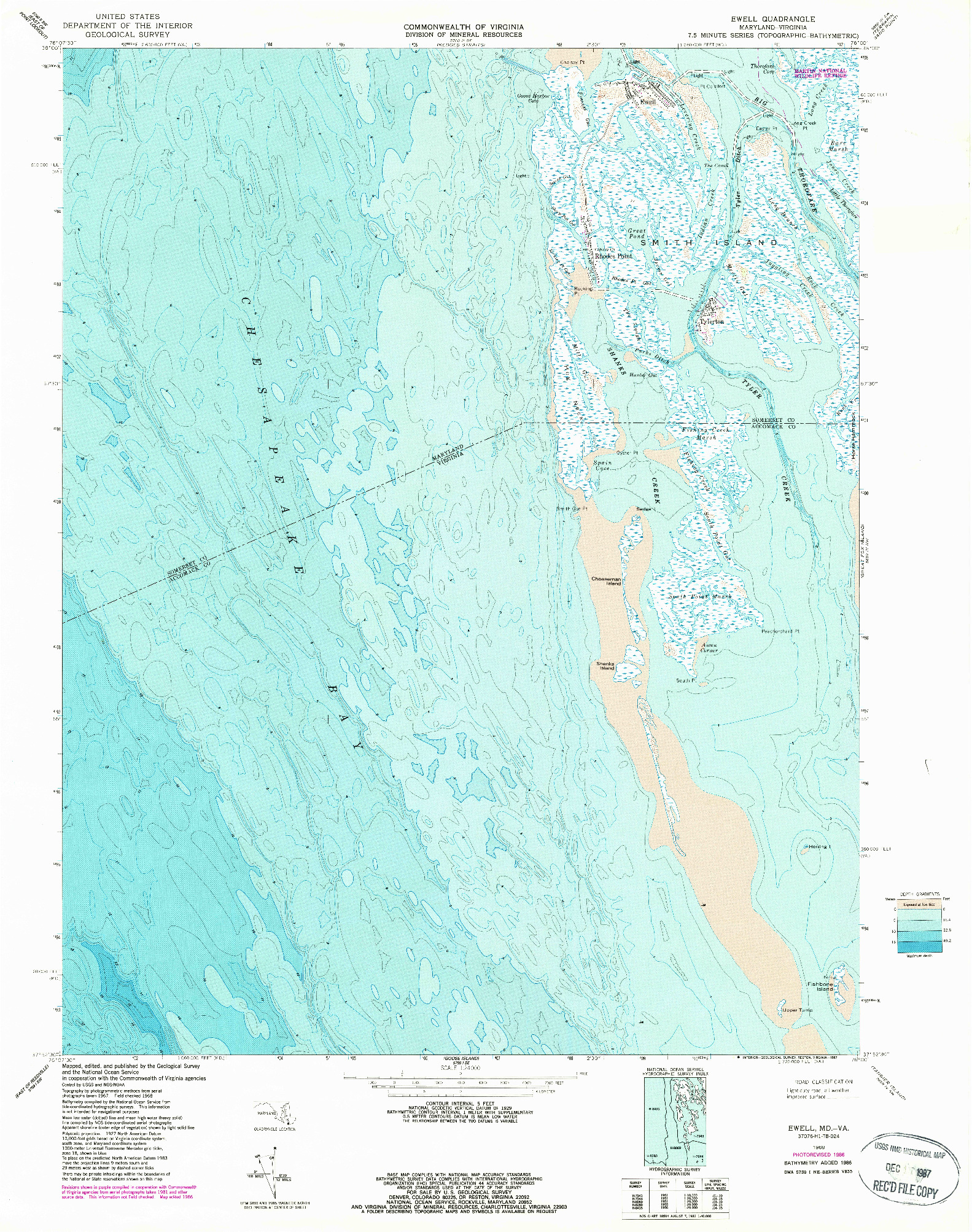 USGS 1:24000-SCALE QUADRANGLE FOR EWELL, MD 1968