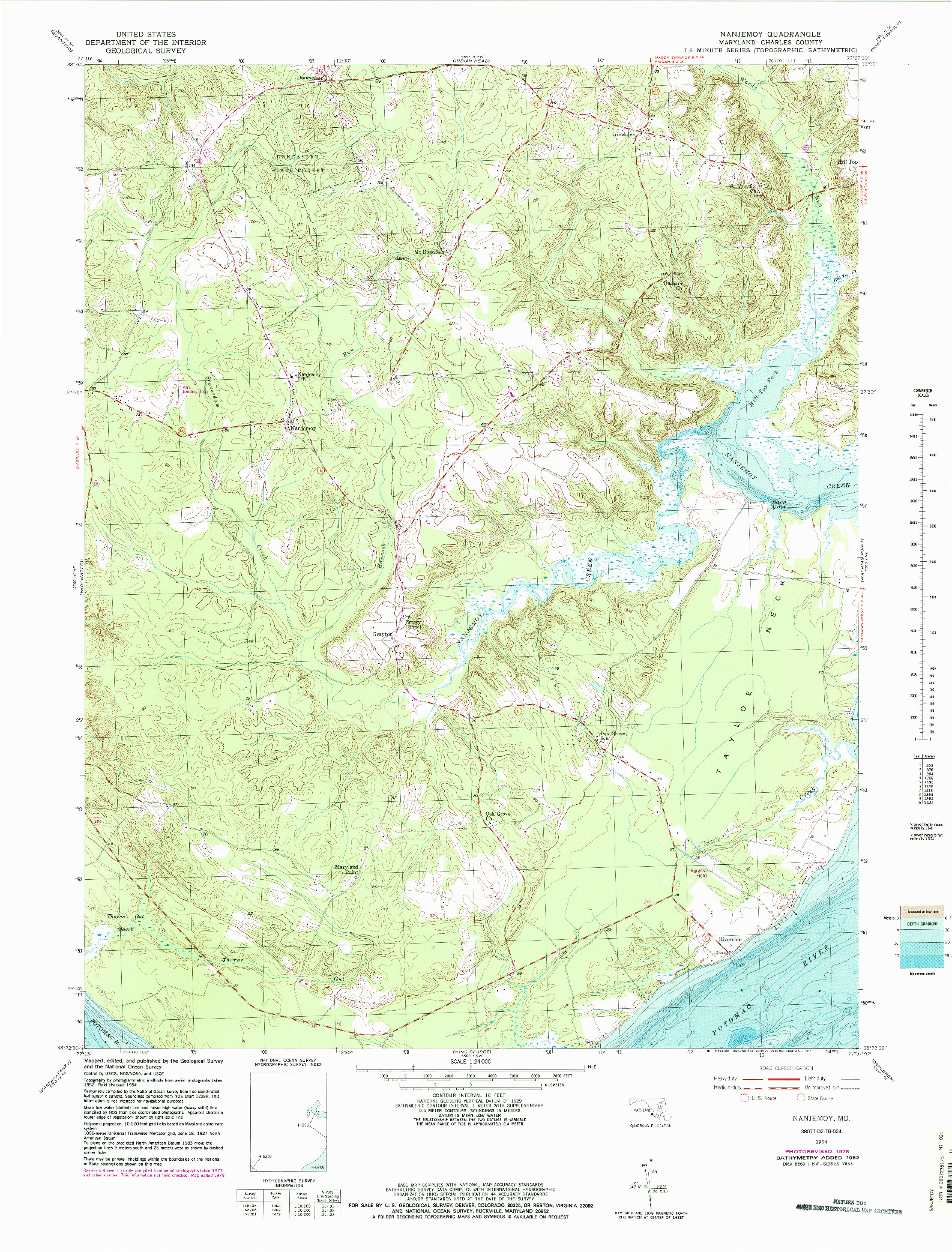 USGS 1:24000-SCALE QUADRANGLE FOR NANJEMOY, MD 1954