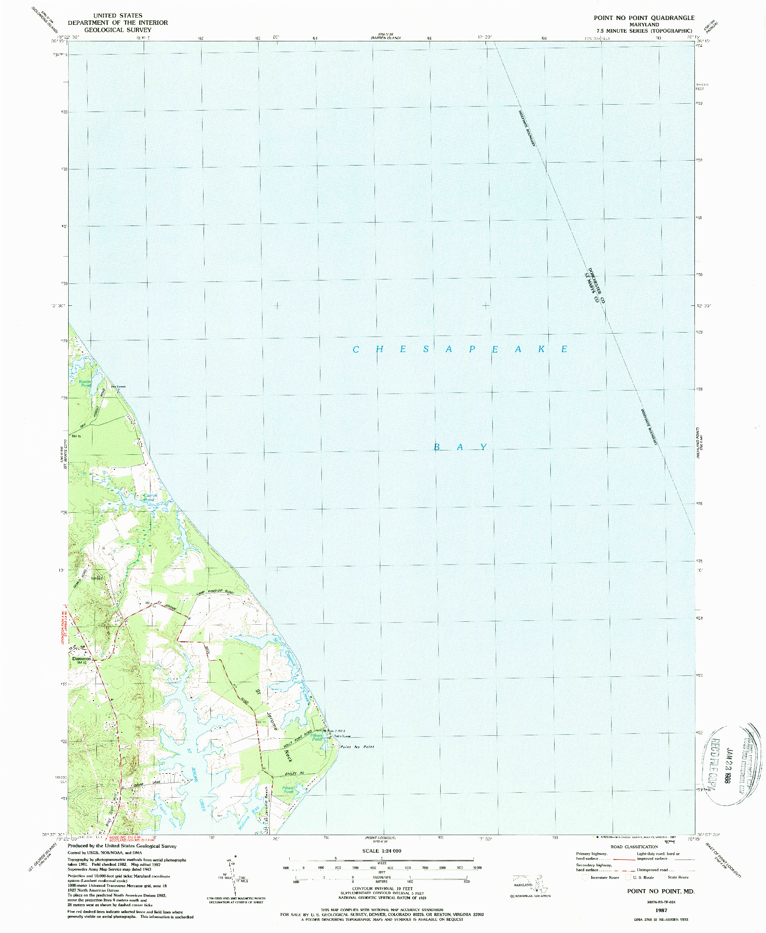USGS 1:24000-SCALE QUADRANGLE FOR POINT NO POINT, MD 1987