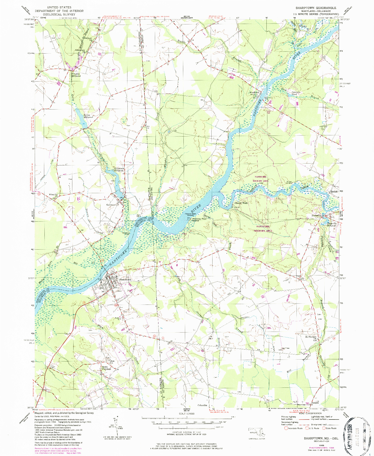 USGS 1:24000-SCALE QUADRANGLE FOR SHARPTOWN, MD 1955