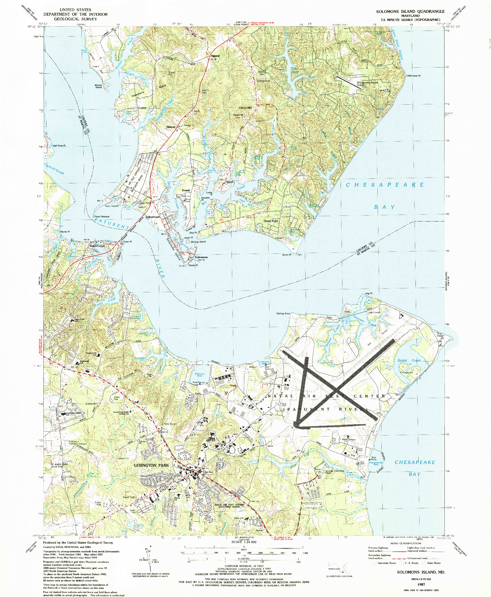 USGS 1:24000-SCALE QUADRANGLE FOR SOLOMONS ISLAND, MD 1987