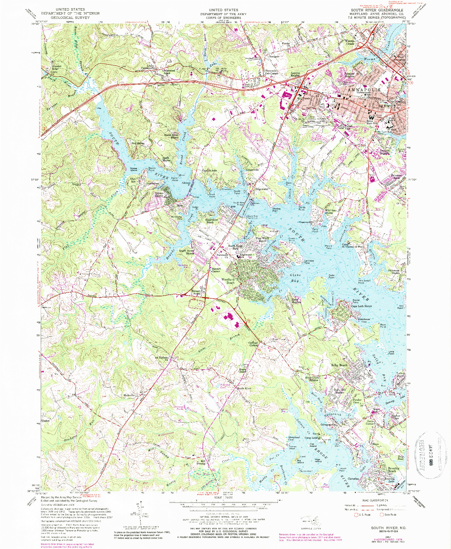 USGS 1:24000-SCALE QUADRANGLE FOR SOUTH RIVER, MD 1957