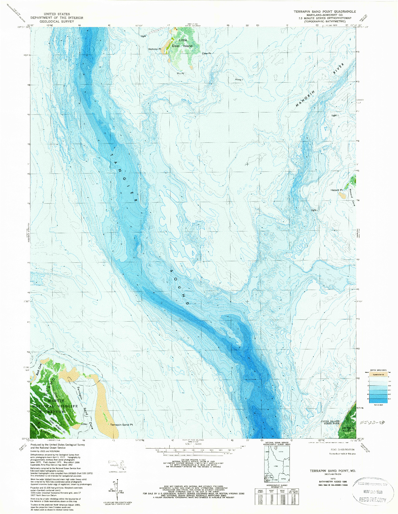 USGS 1:24000-SCALE QUADRANGLE FOR TERRAPIN SAND POINT, MD 1973