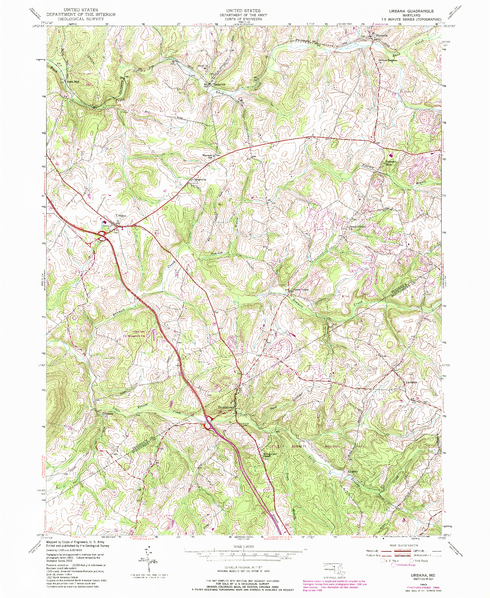 USGS 1:24000-SCALE QUADRANGLE FOR URBANA, MD 1953