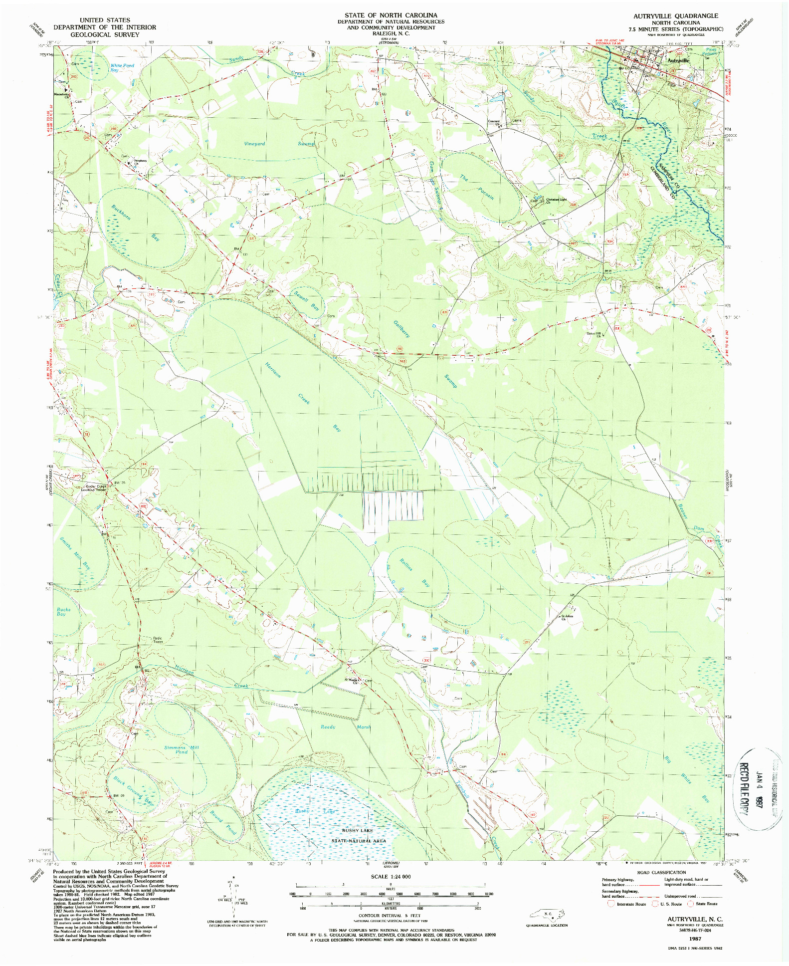USGS 1:24000-SCALE QUADRANGLE FOR AUTRYVILLE, NC 1987