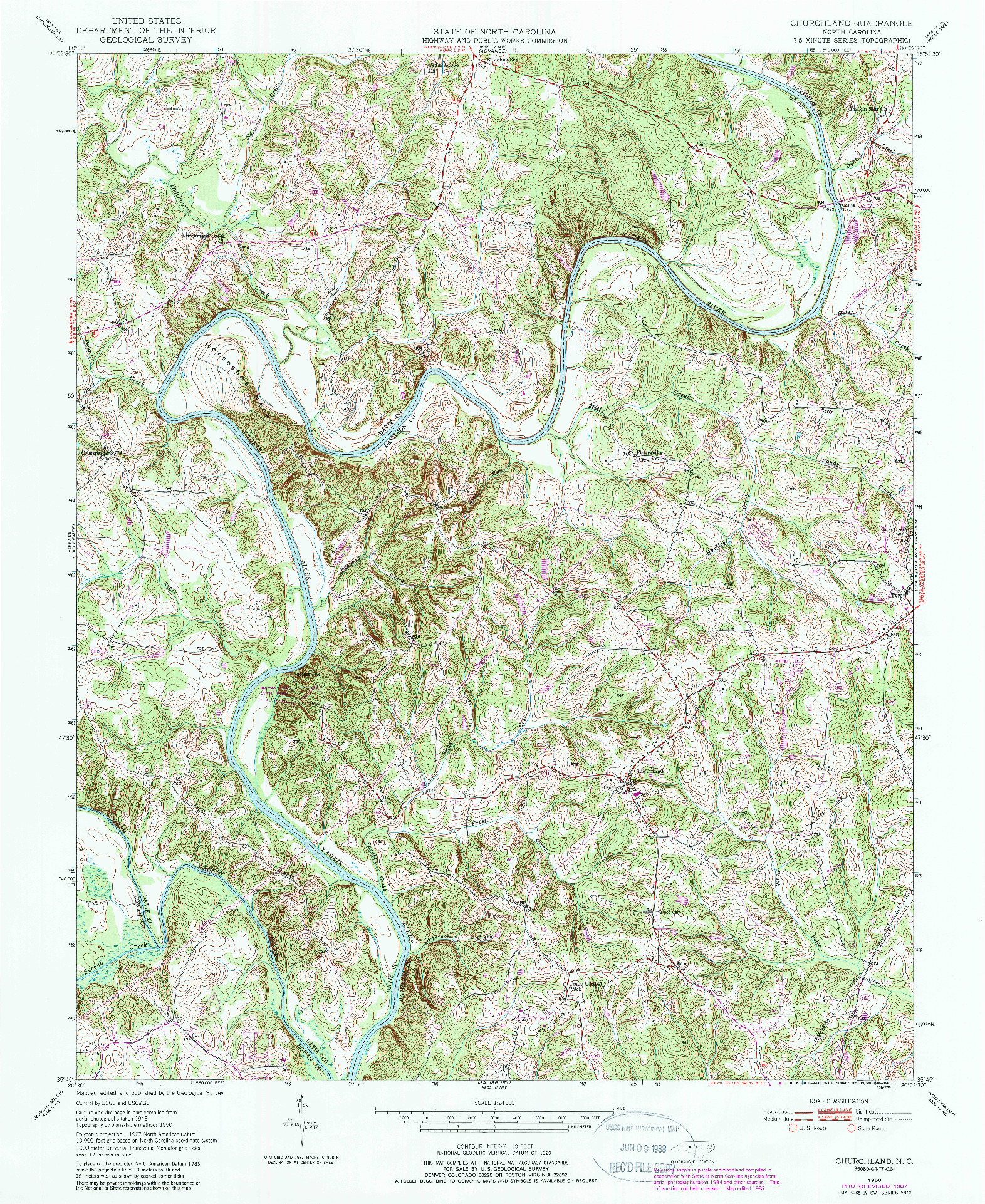 USGS 1:24000-SCALE QUADRANGLE FOR CHURCHLAND, NC 1950