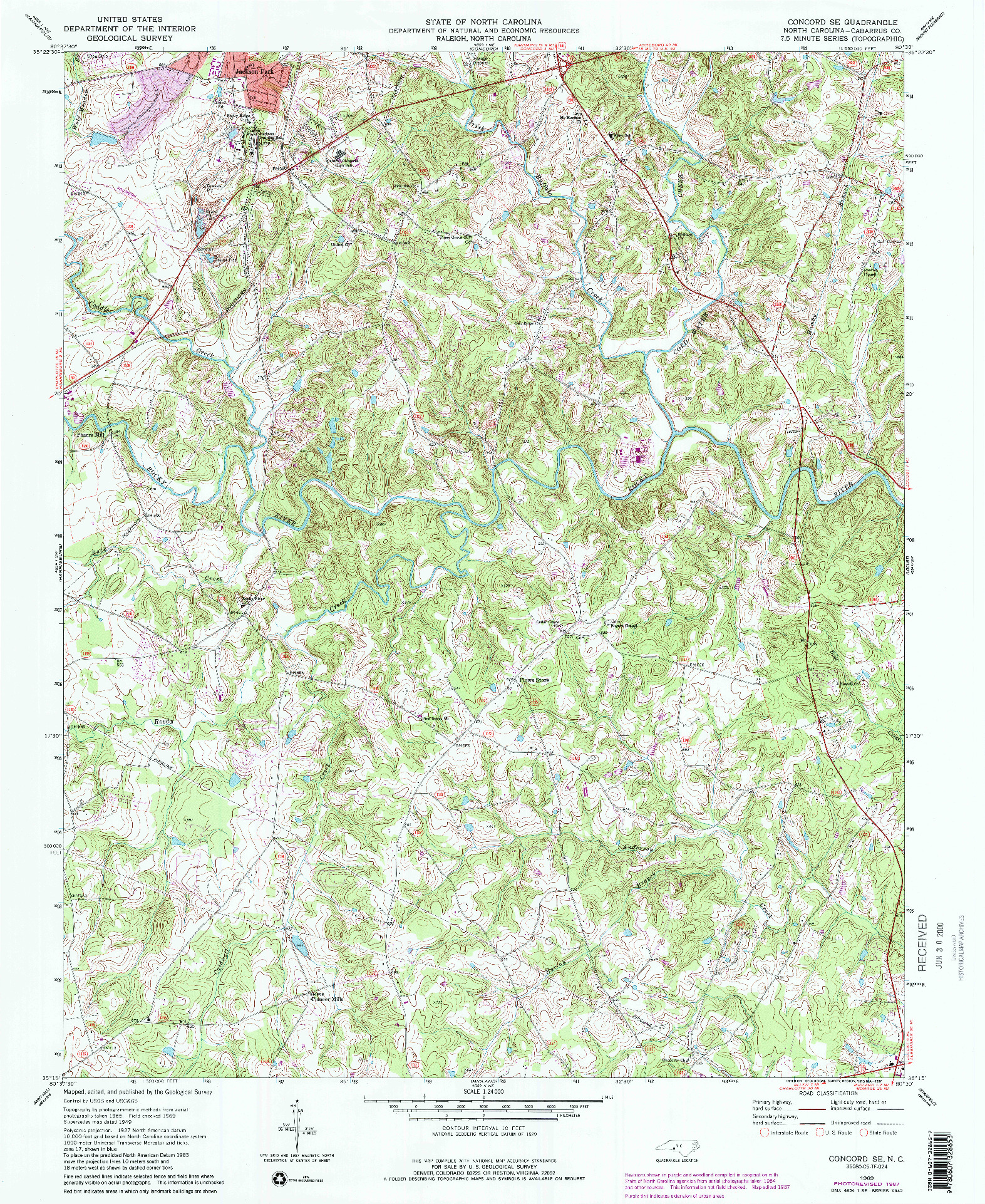 USGS 1:24000-SCALE QUADRANGLE FOR CONCORD SE, NC 1969