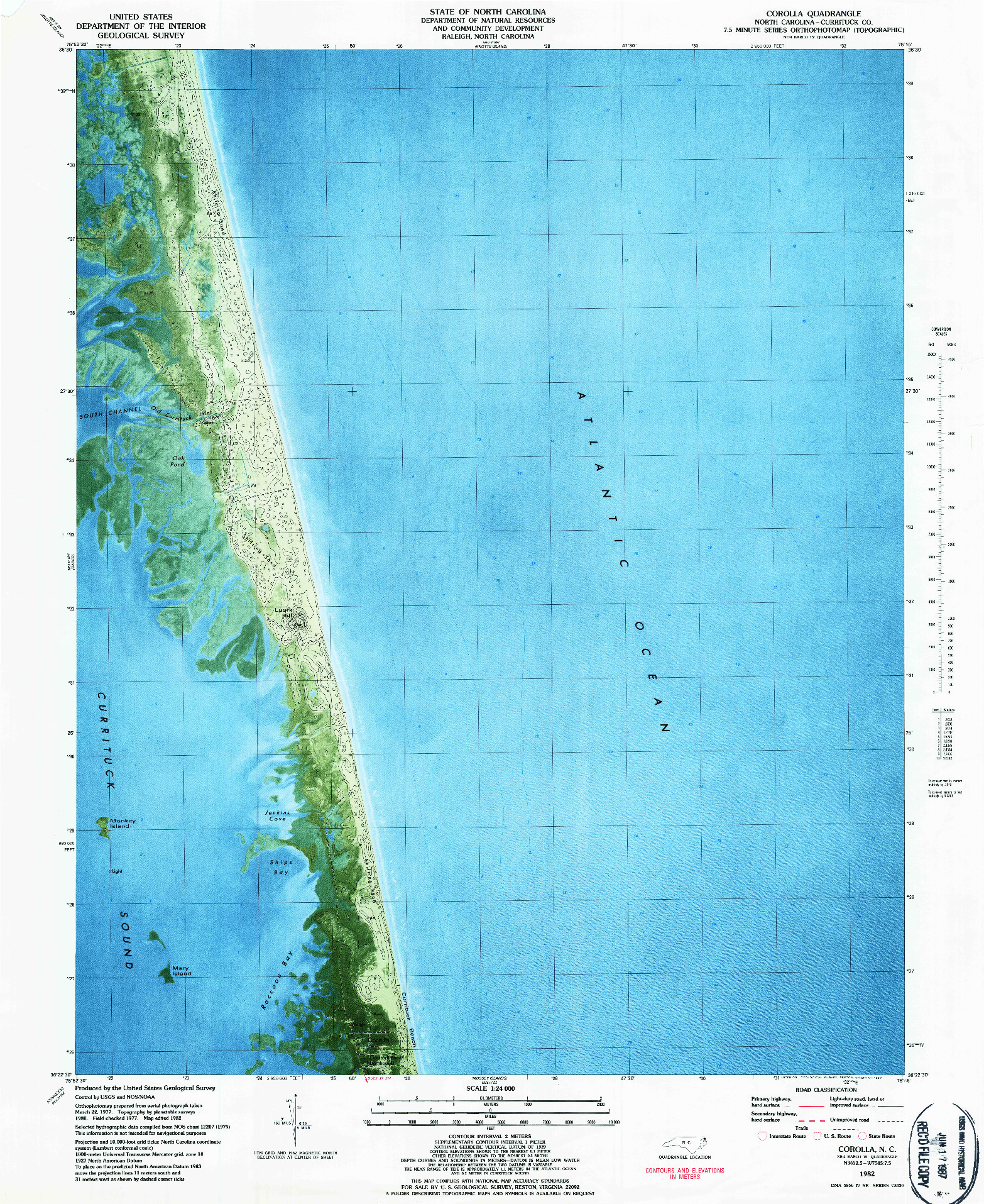 USGS 1:24000-SCALE QUADRANGLE FOR COROLLA, NC 1982