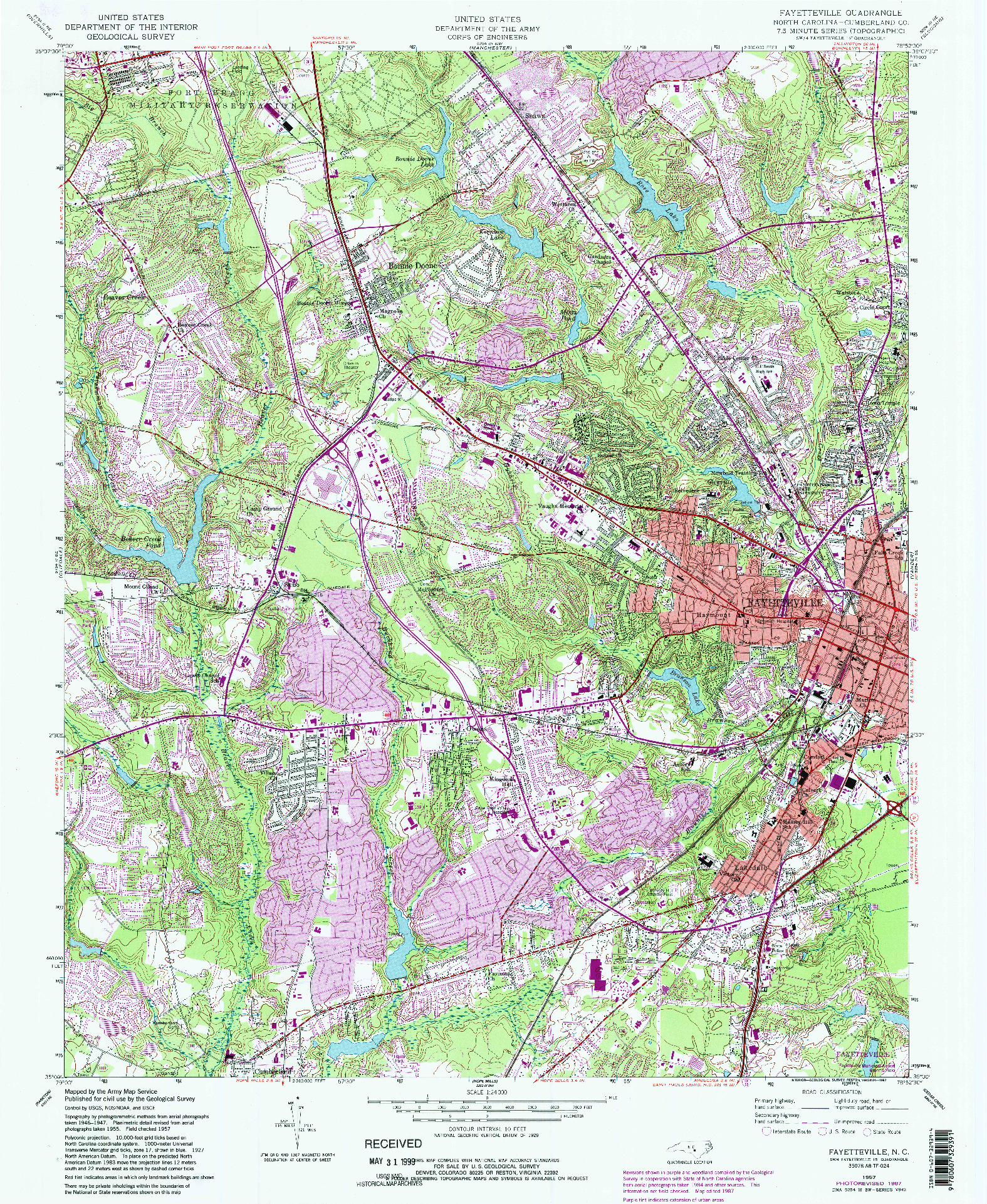 USGS 1:24000-SCALE QUADRANGLE FOR FAYETTEVILLE, NC 1957