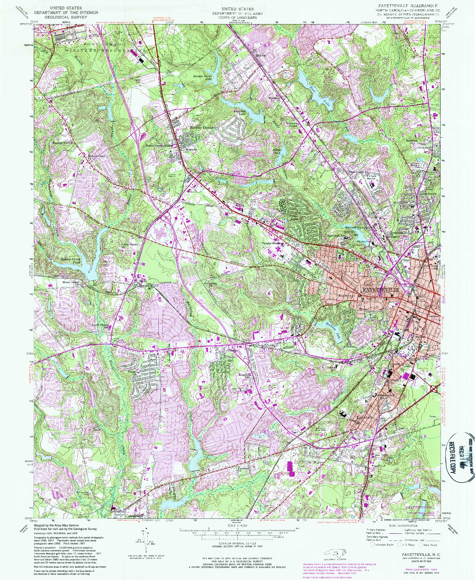 USGS 1:24000-SCALE QUADRANGLE FOR FAYETTEVILLE, NC 1957