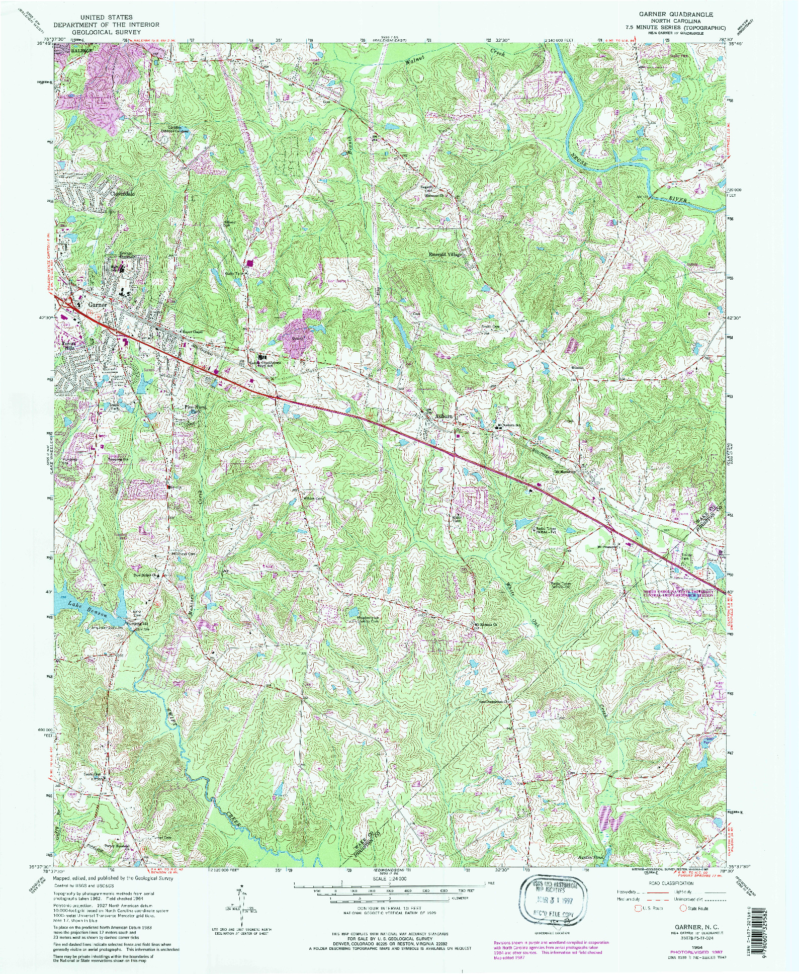 USGS 1:24000-SCALE QUADRANGLE FOR GARNER, NC 1964