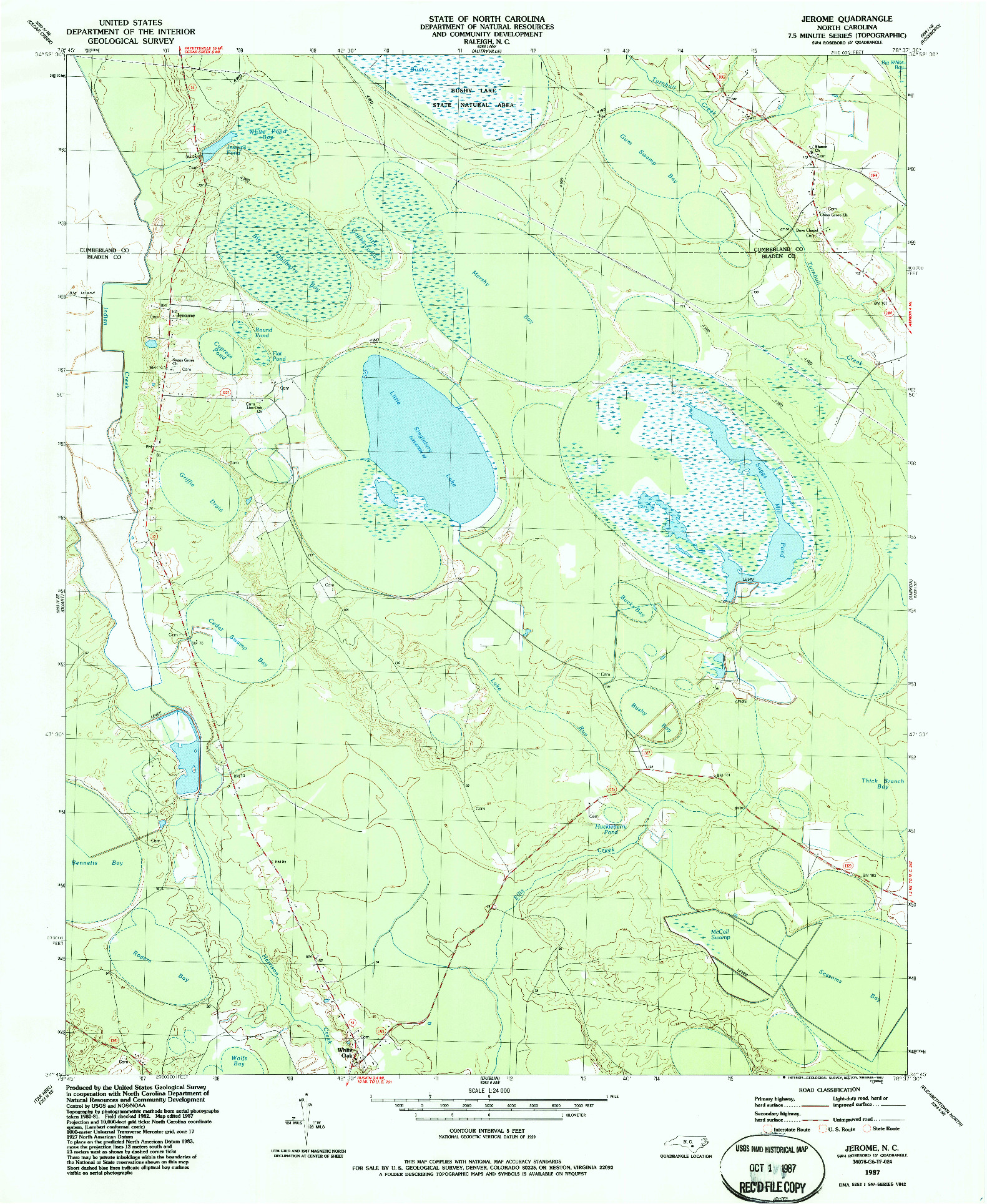USGS 1:24000-SCALE QUADRANGLE FOR JEROME, NC 1987