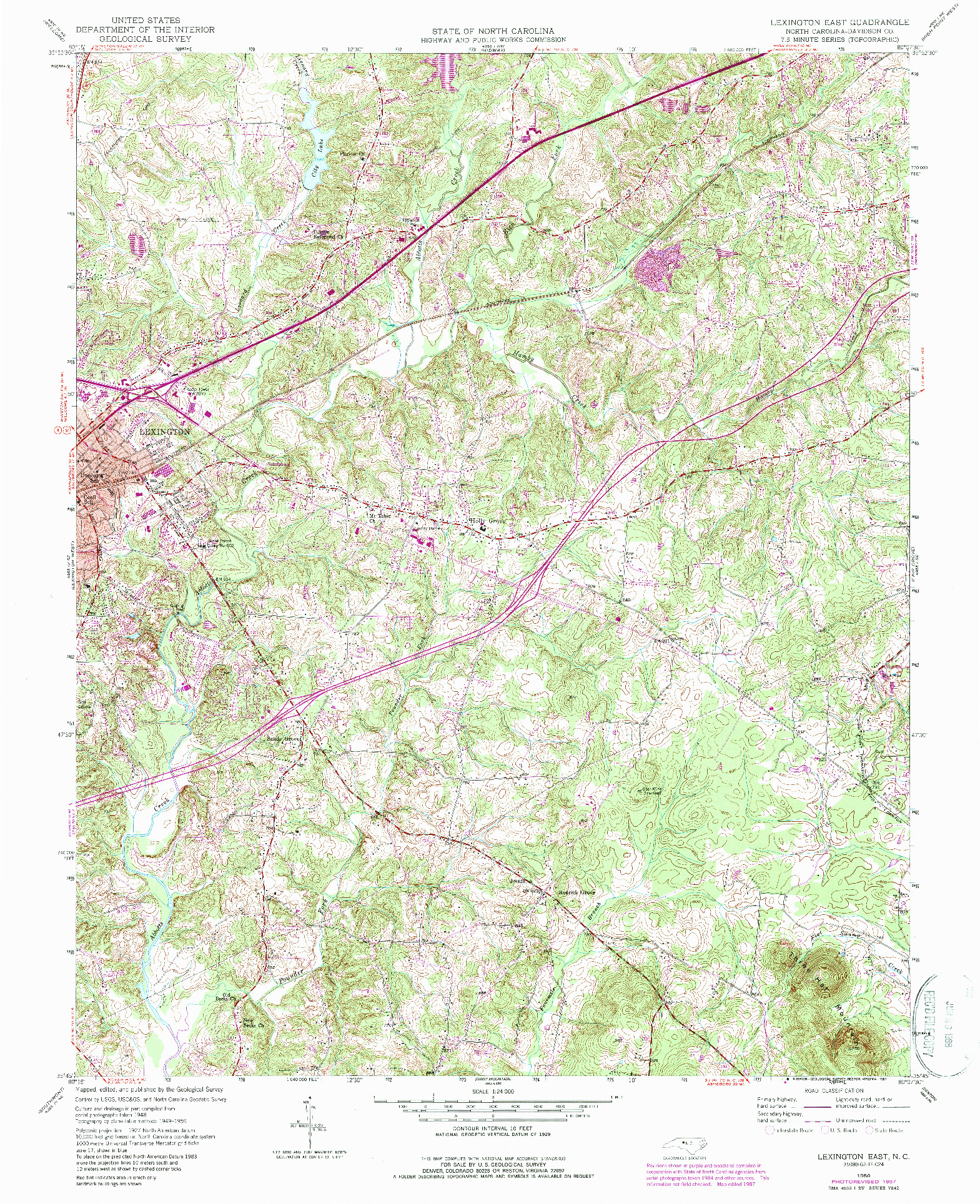 USGS 1:24000-SCALE QUADRANGLE FOR LEXINGTON EAST, NC 1950