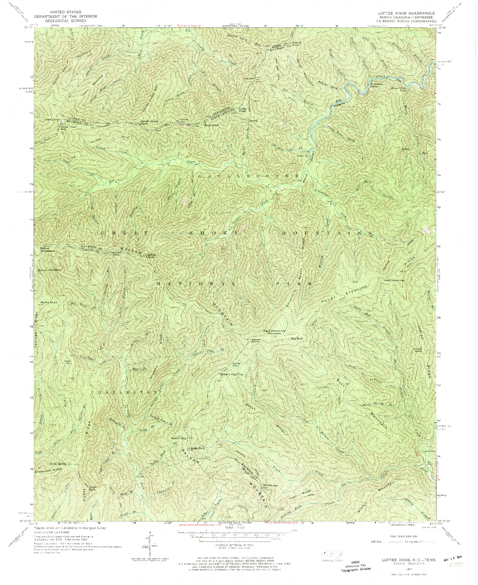 USGS 1:24000-SCALE QUADRANGLE FOR LUFTEE KNOB, NC 1964