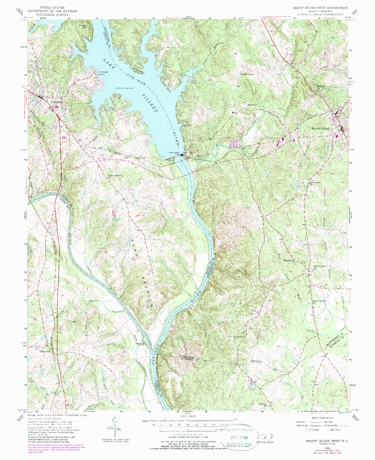 USGS 1:24000-SCALE QUADRANGLE FOR MOUNT GILEAD WEST, NC 1956