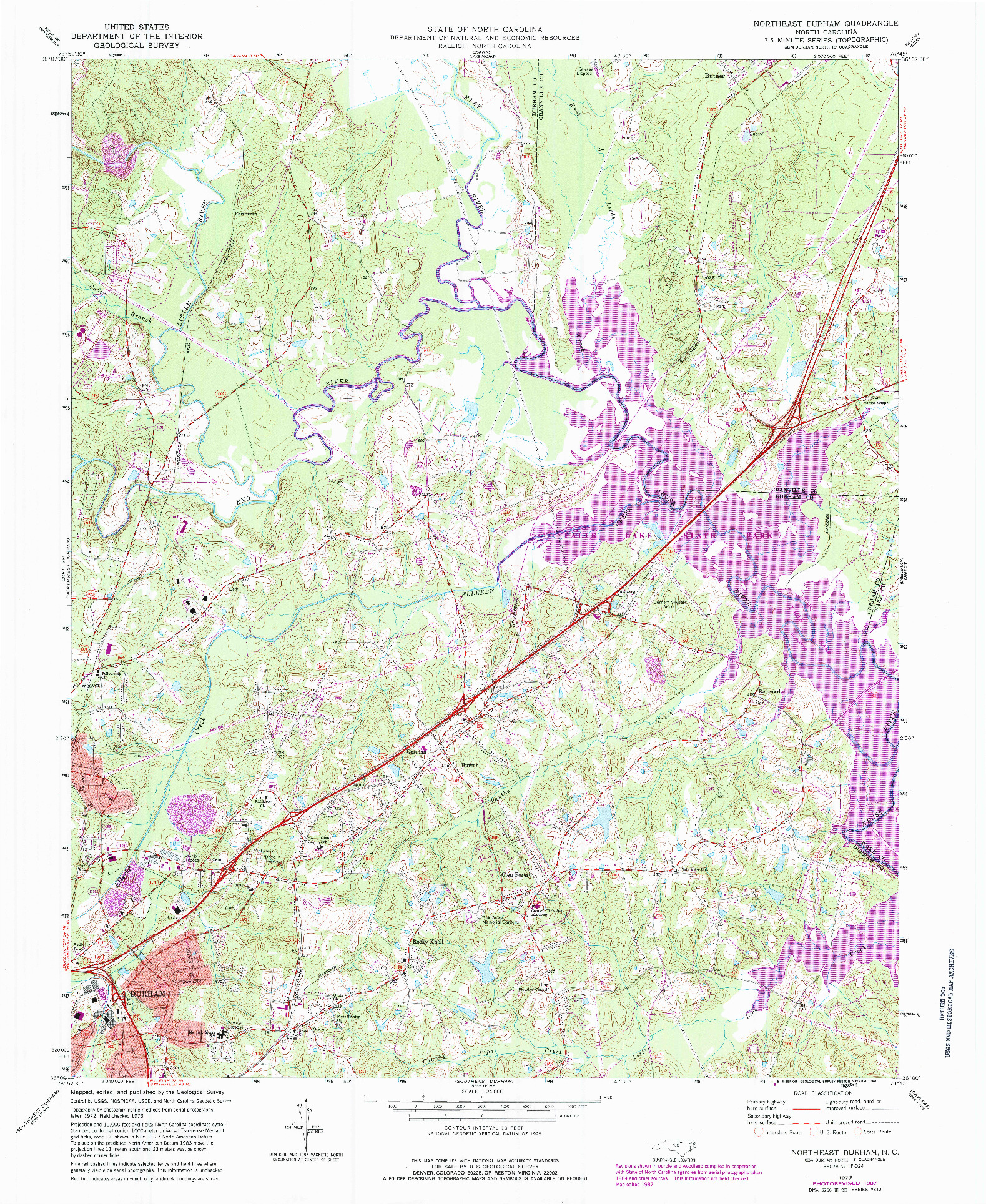 USGS 1:24000-SCALE QUADRANGLE FOR NORTHEAST DURHAM, NC 1973