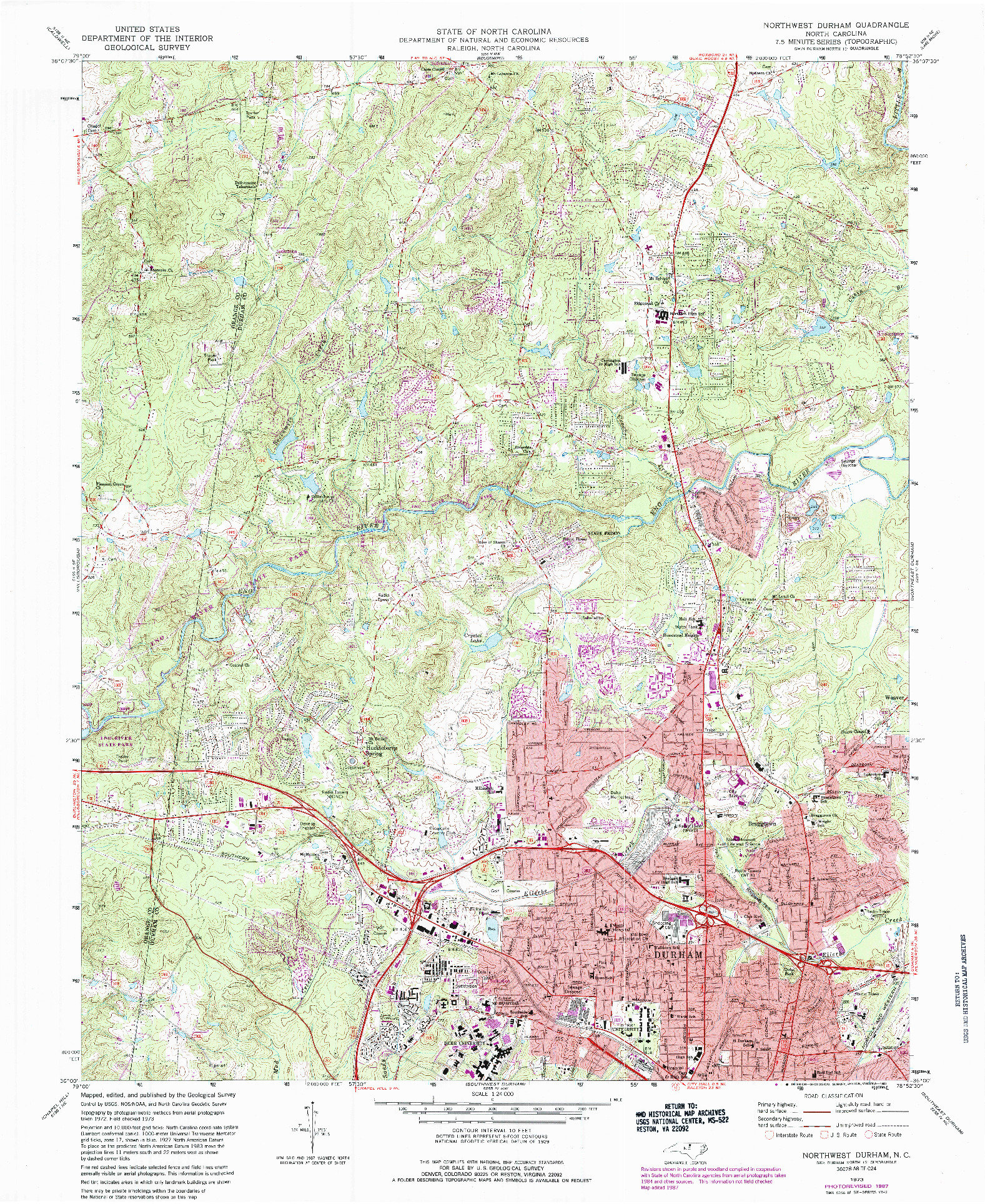 USGS 1:24000-SCALE QUADRANGLE FOR NORTHWEST DURHAM, NC 1973