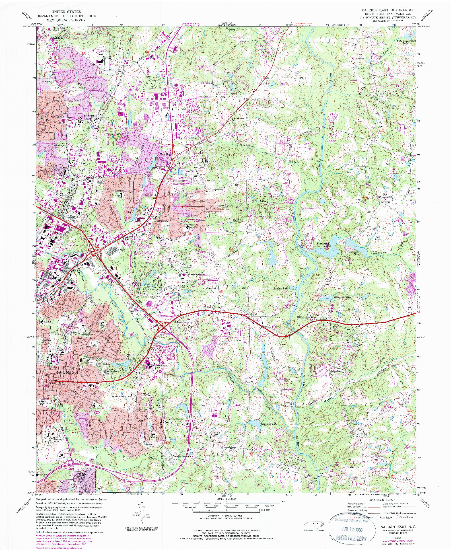 USGS 1:24000-SCALE QUADRANGLE FOR RALEIGH EAST, NC 1968