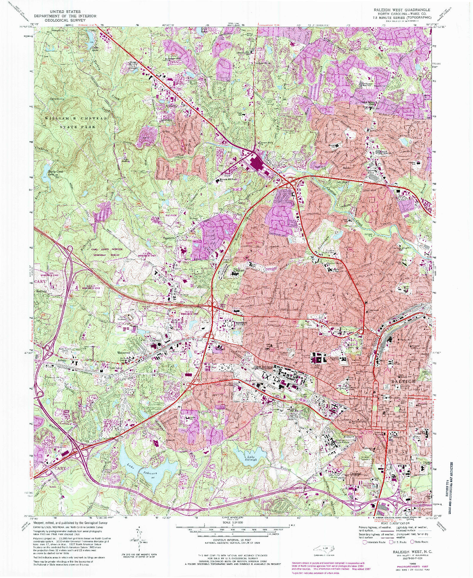 USGS 1:24000-SCALE QUADRANGLE FOR RALEIGH WEST, NC 1968