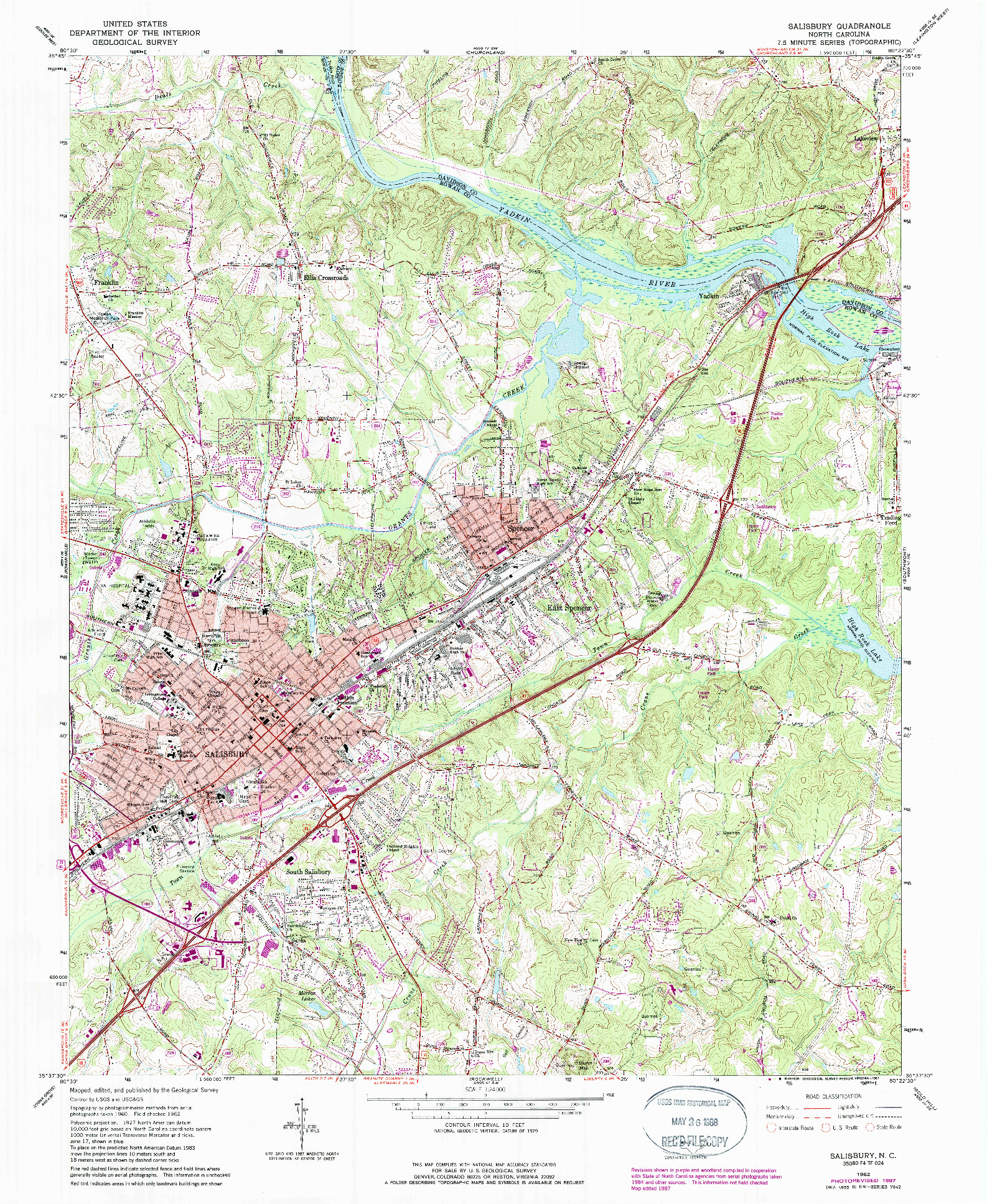 USGS 1:24000-SCALE QUADRANGLE FOR SALISBURY, NC 1962