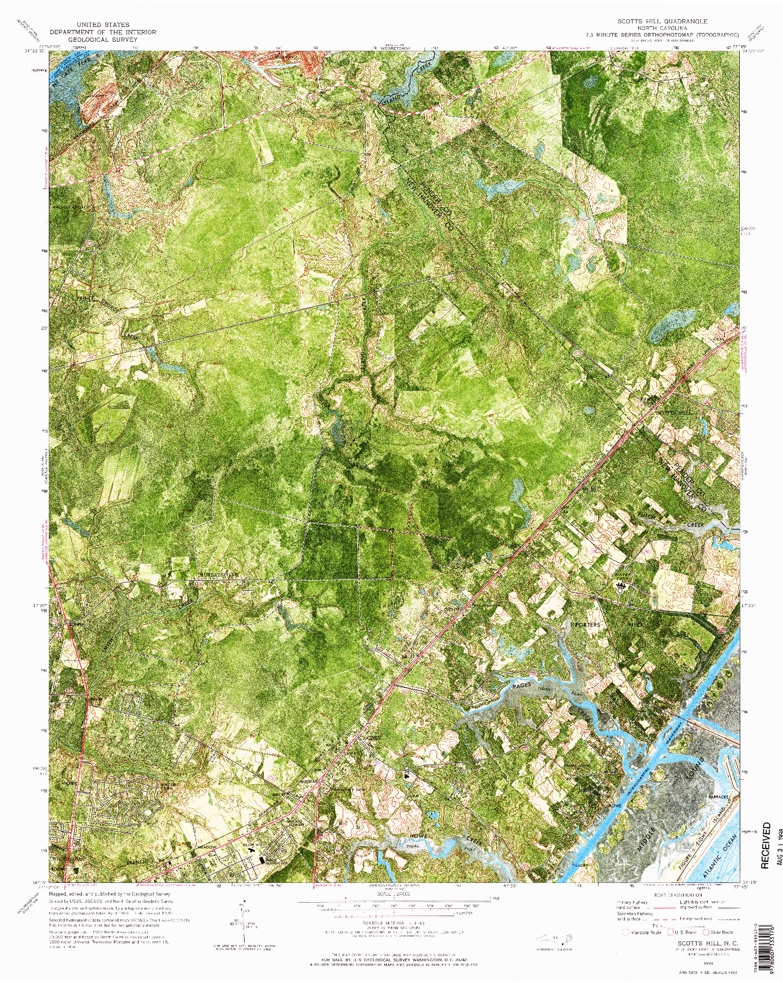 USGS 1:24000-SCALE QUADRANGLE FOR SCOTTS HILL, NC 1970