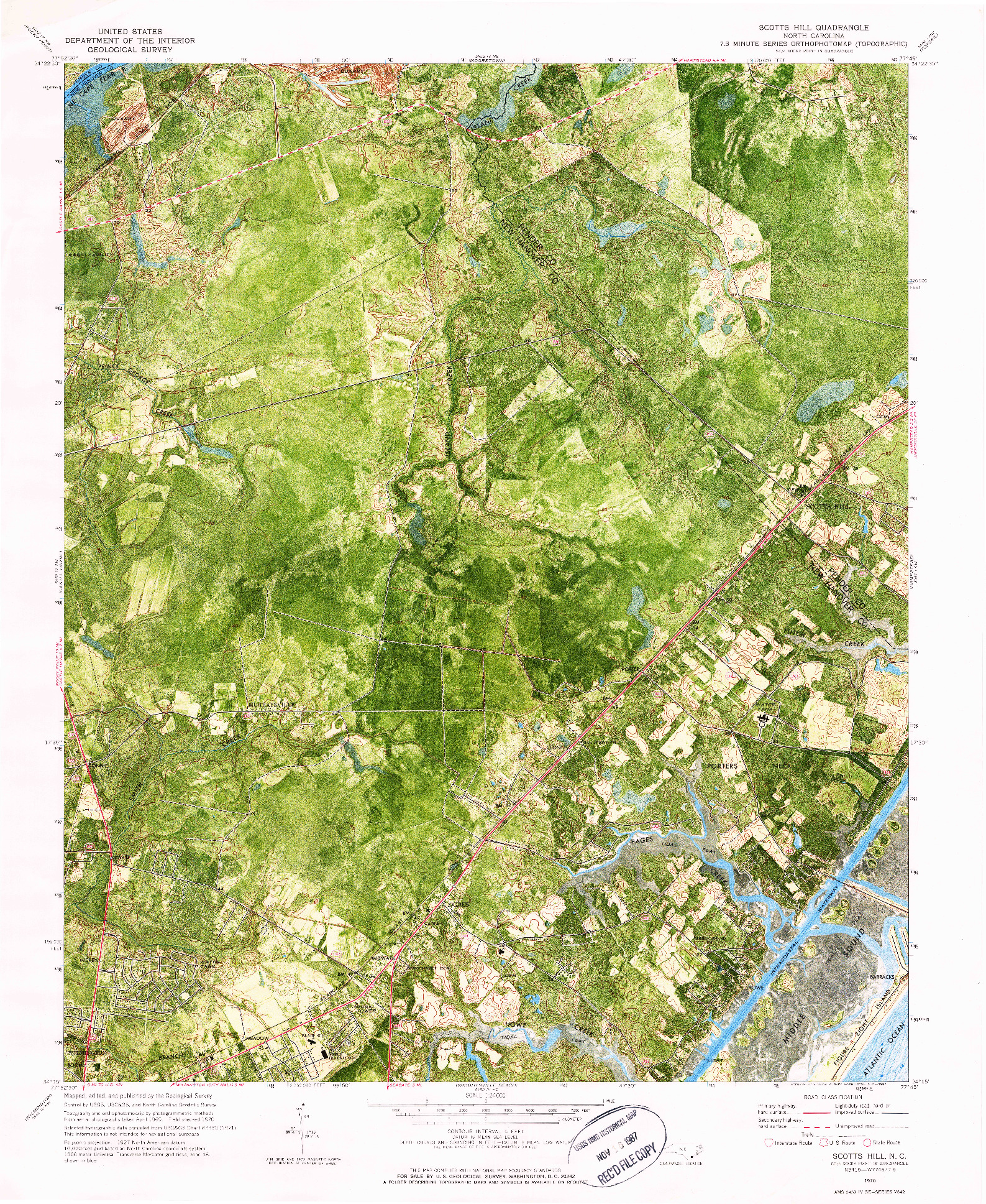 USGS 1:24000-SCALE QUADRANGLE FOR SCOTTS HILL, NC 1970