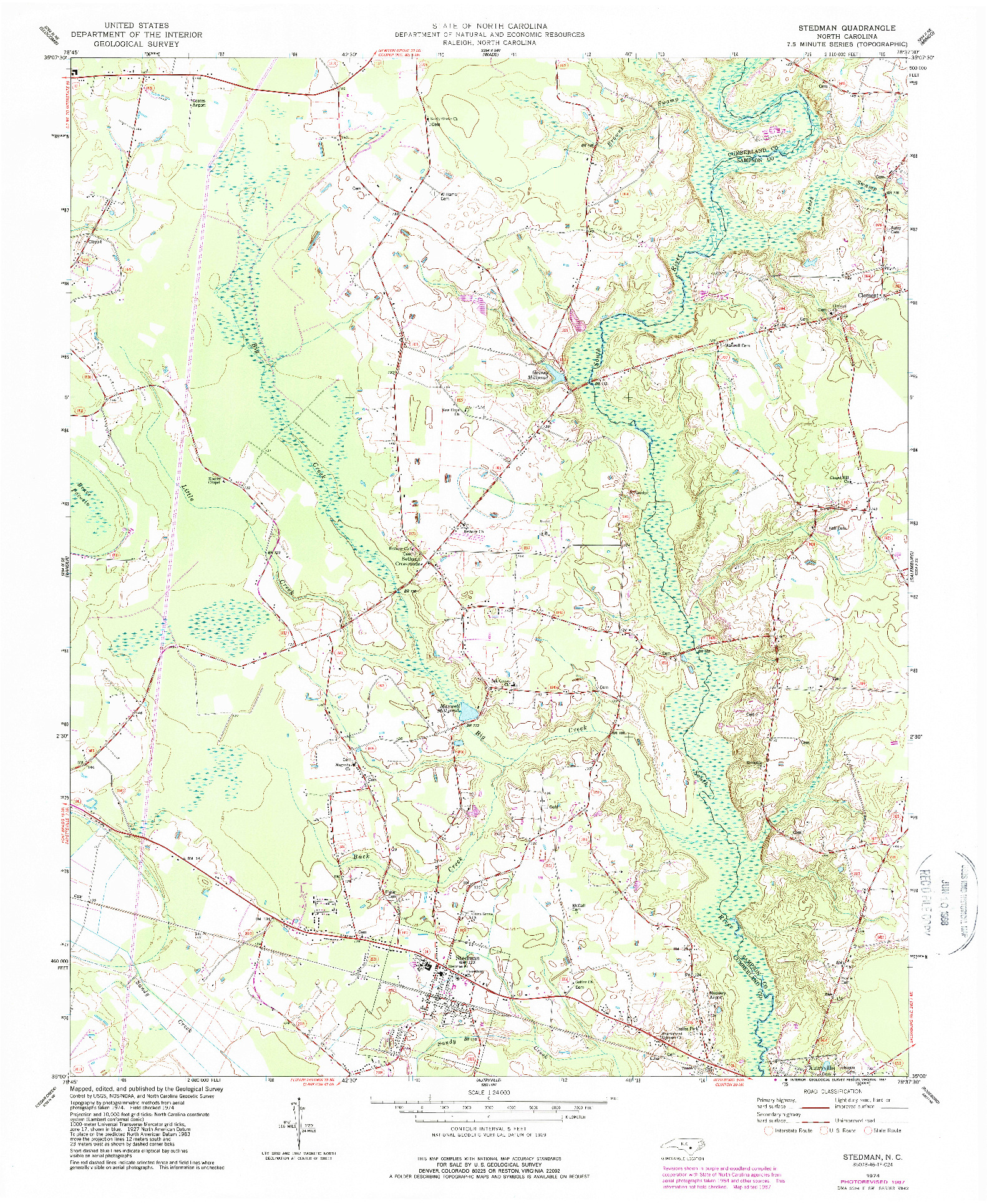 USGS 1:24000-SCALE QUADRANGLE FOR STEDMAN, NC 1974