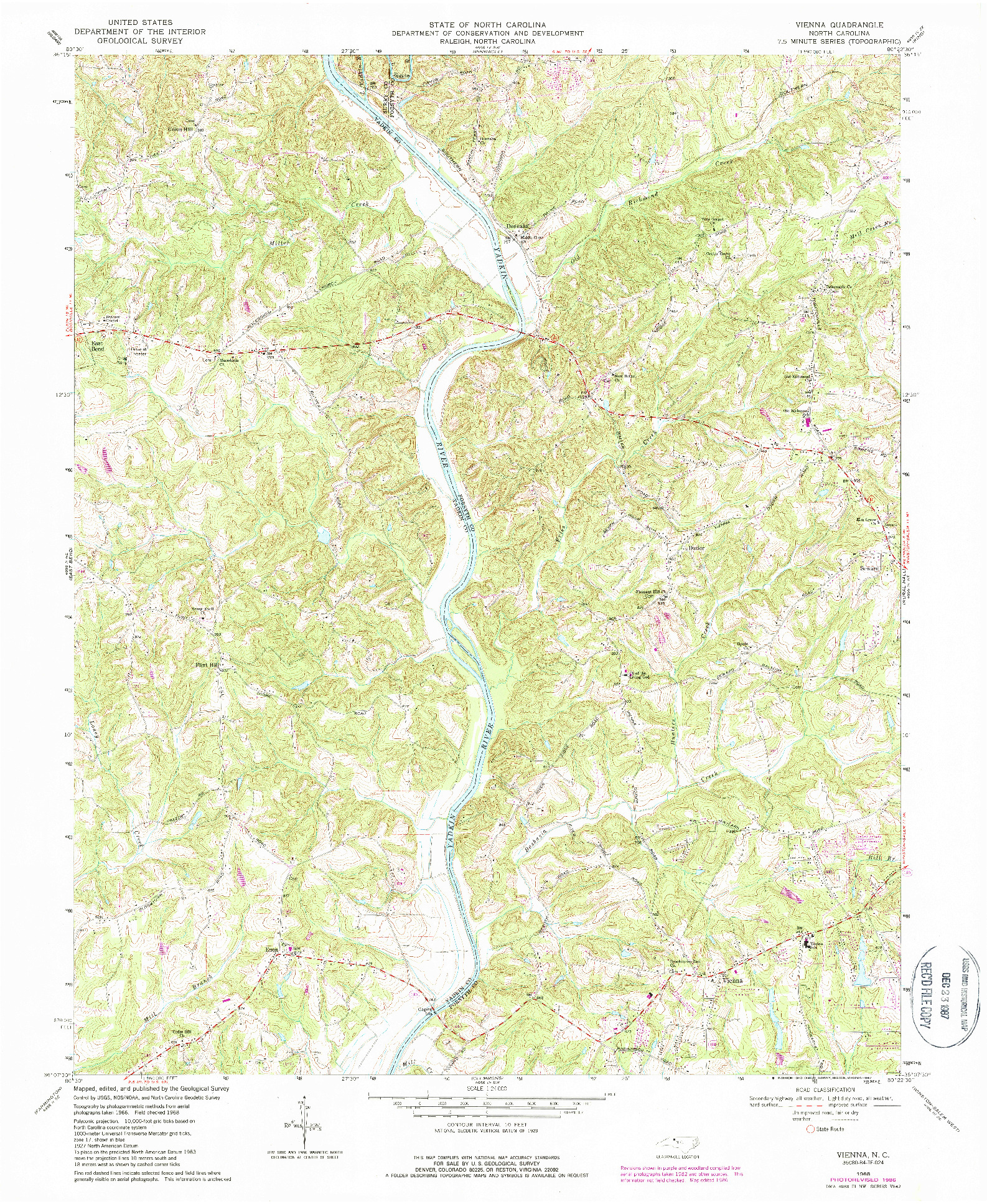 USGS 1:24000-SCALE QUADRANGLE FOR VIENNA, NC 1968