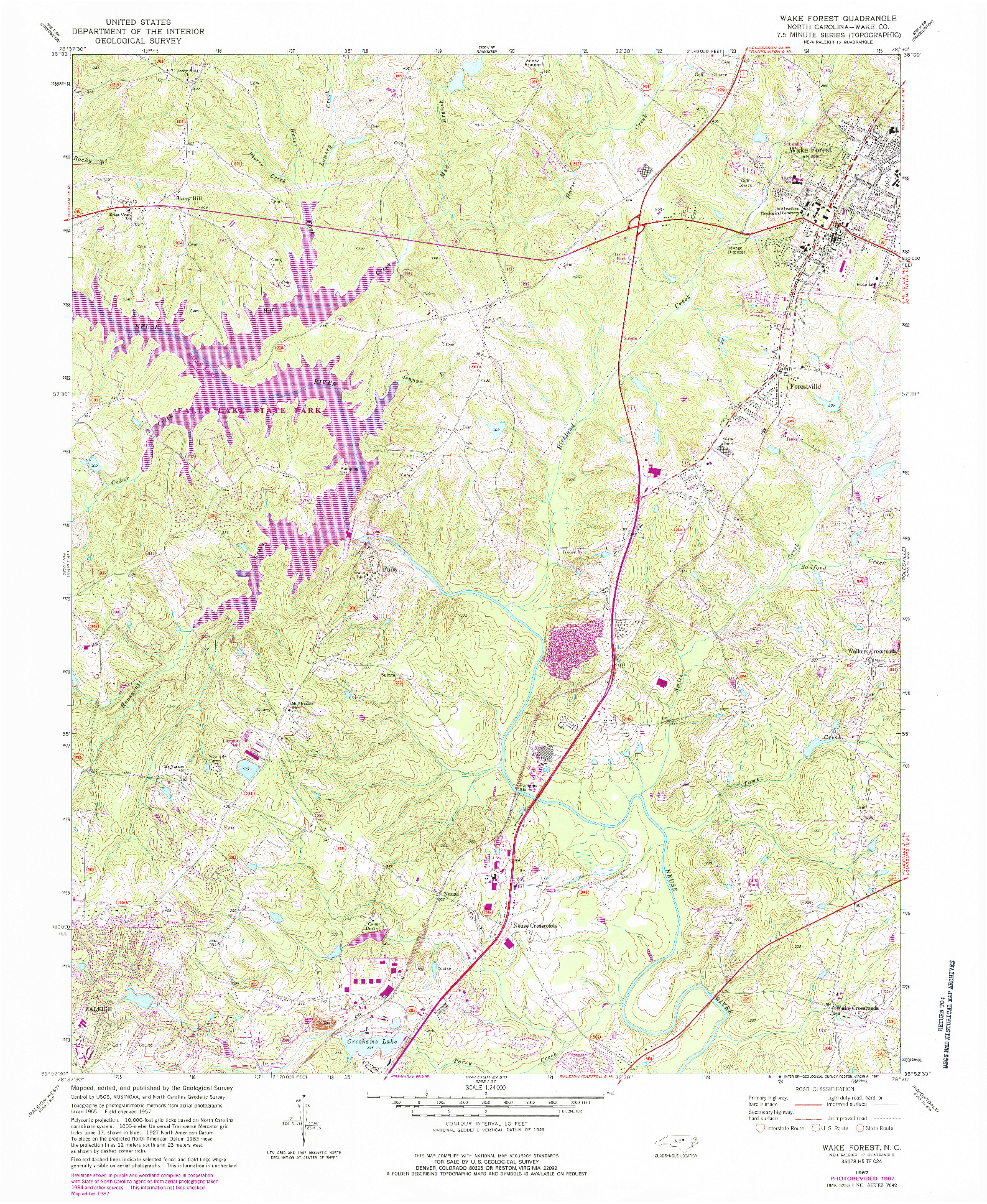 USGS 1:24000-SCALE QUADRANGLE FOR WAKE FOREST, NC 1967