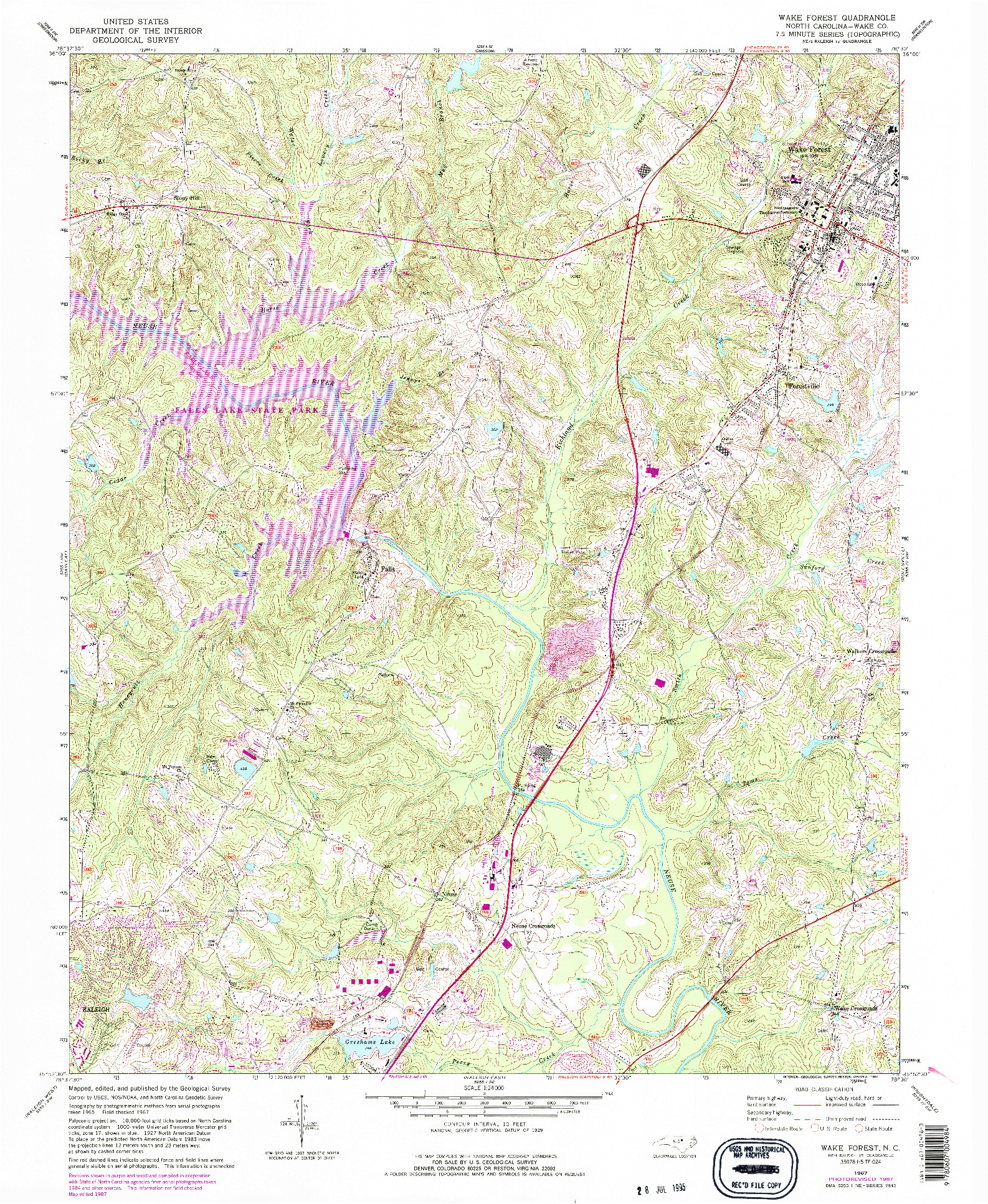 USGS 1:24000-SCALE QUADRANGLE FOR WAKE FOREST, NC 1967