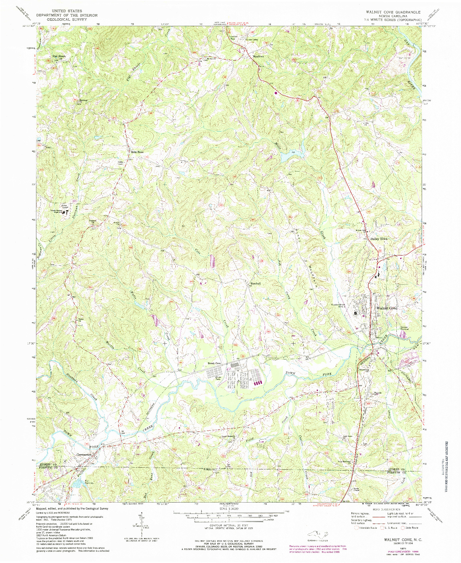 USGS 1:24000-SCALE QUADRANGLE FOR WALNUT COVE, NC 1971