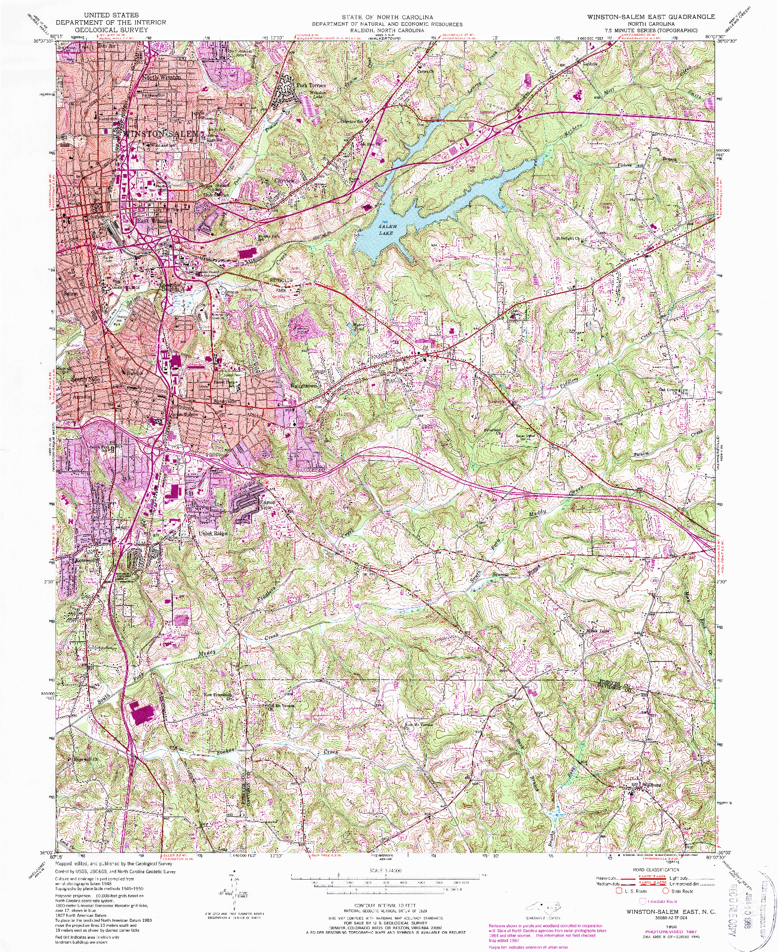 USGS 1:24000-SCALE QUADRANGLE FOR WINSTON-SALEM EAST, NC 1950