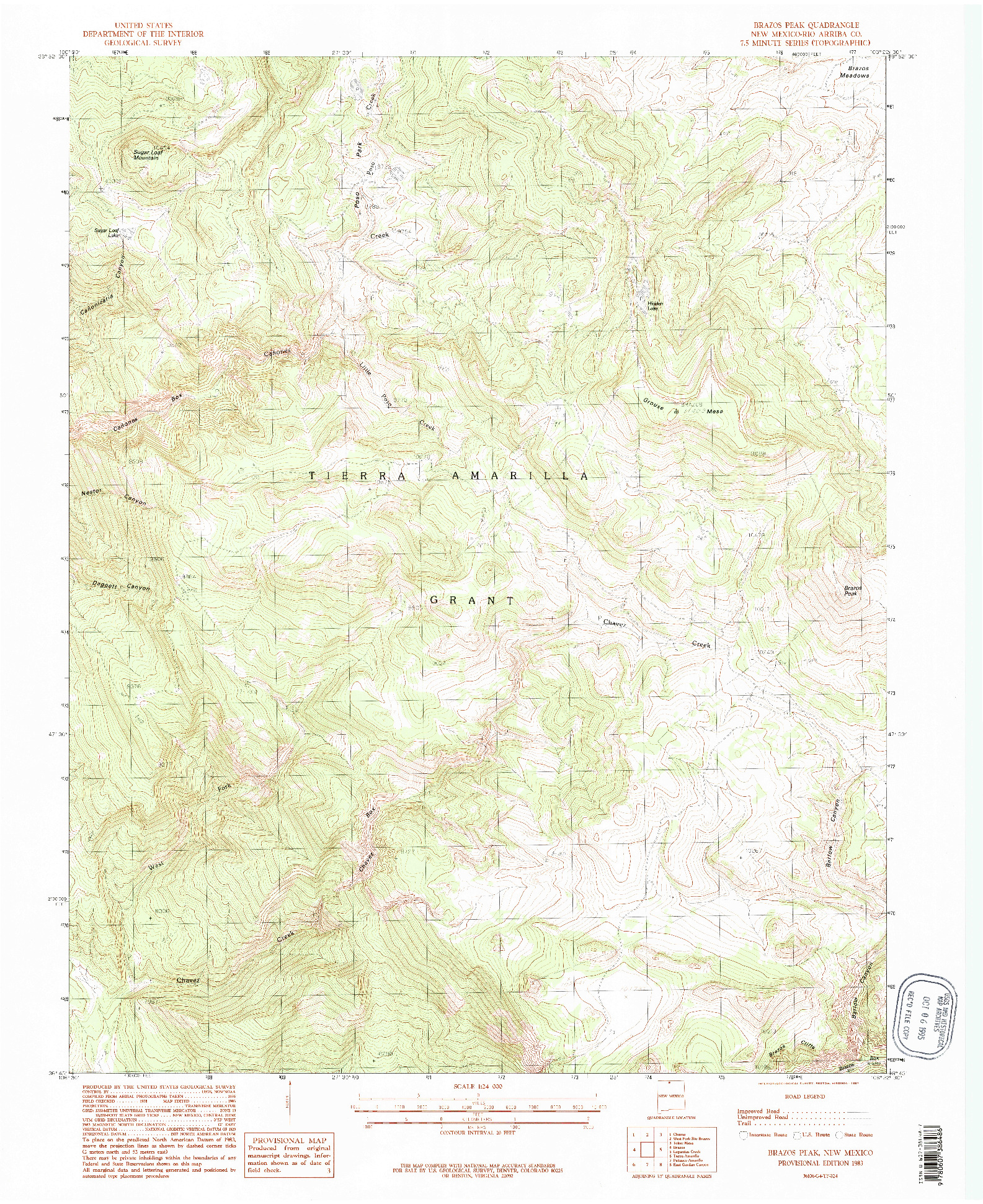 USGS 1:24000-SCALE QUADRANGLE FOR BRAZOS PEAK, NM 1983