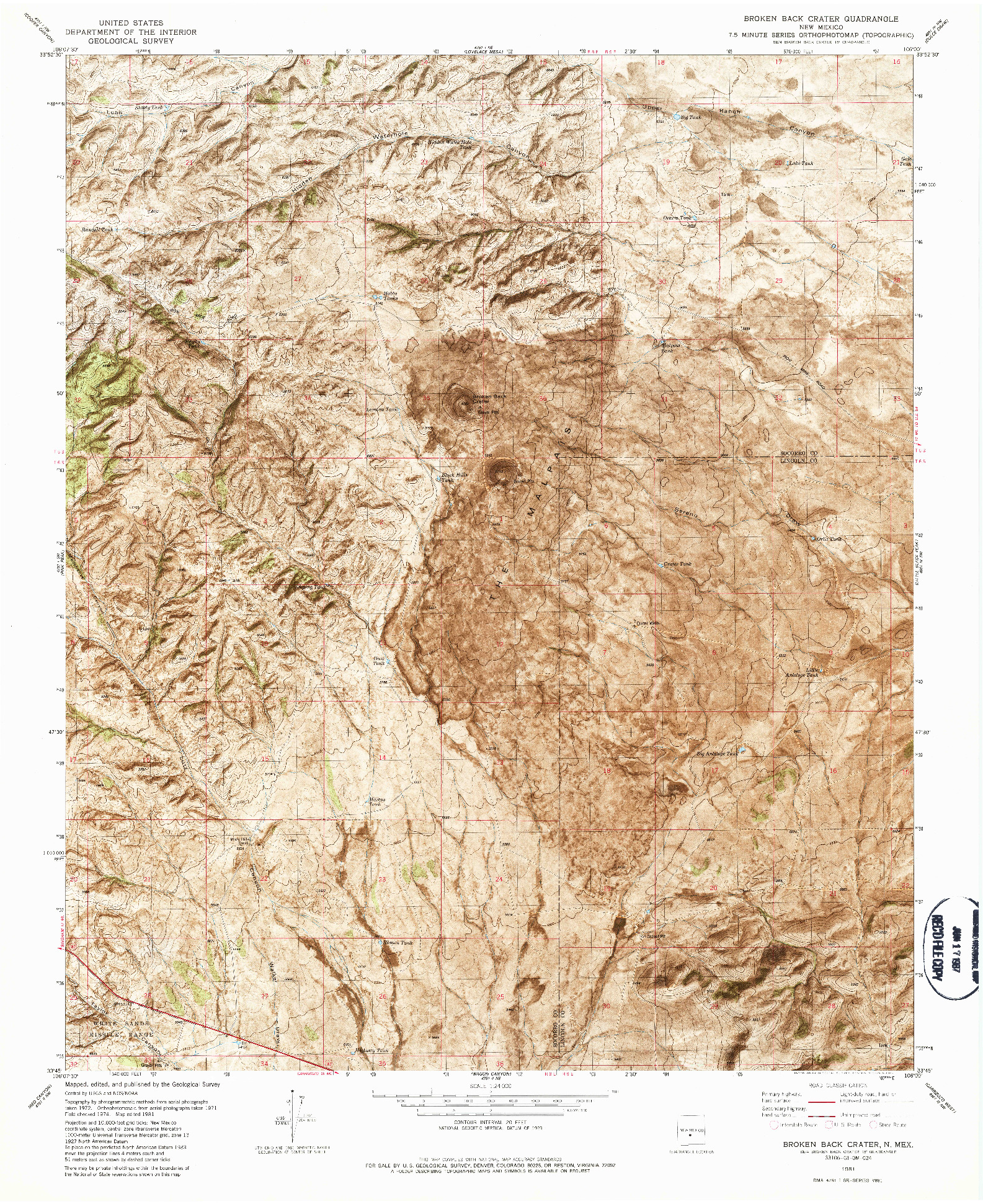 USGS 1:24000-SCALE QUADRANGLE FOR BROKEN BACK CRATER, NM 1981