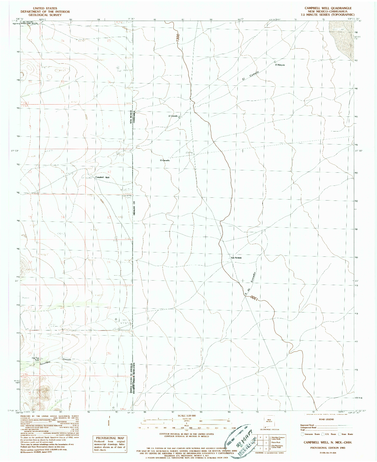 USGS 1:24000-SCALE QUADRANGLE FOR CAMPBELL WELL, NM 1983