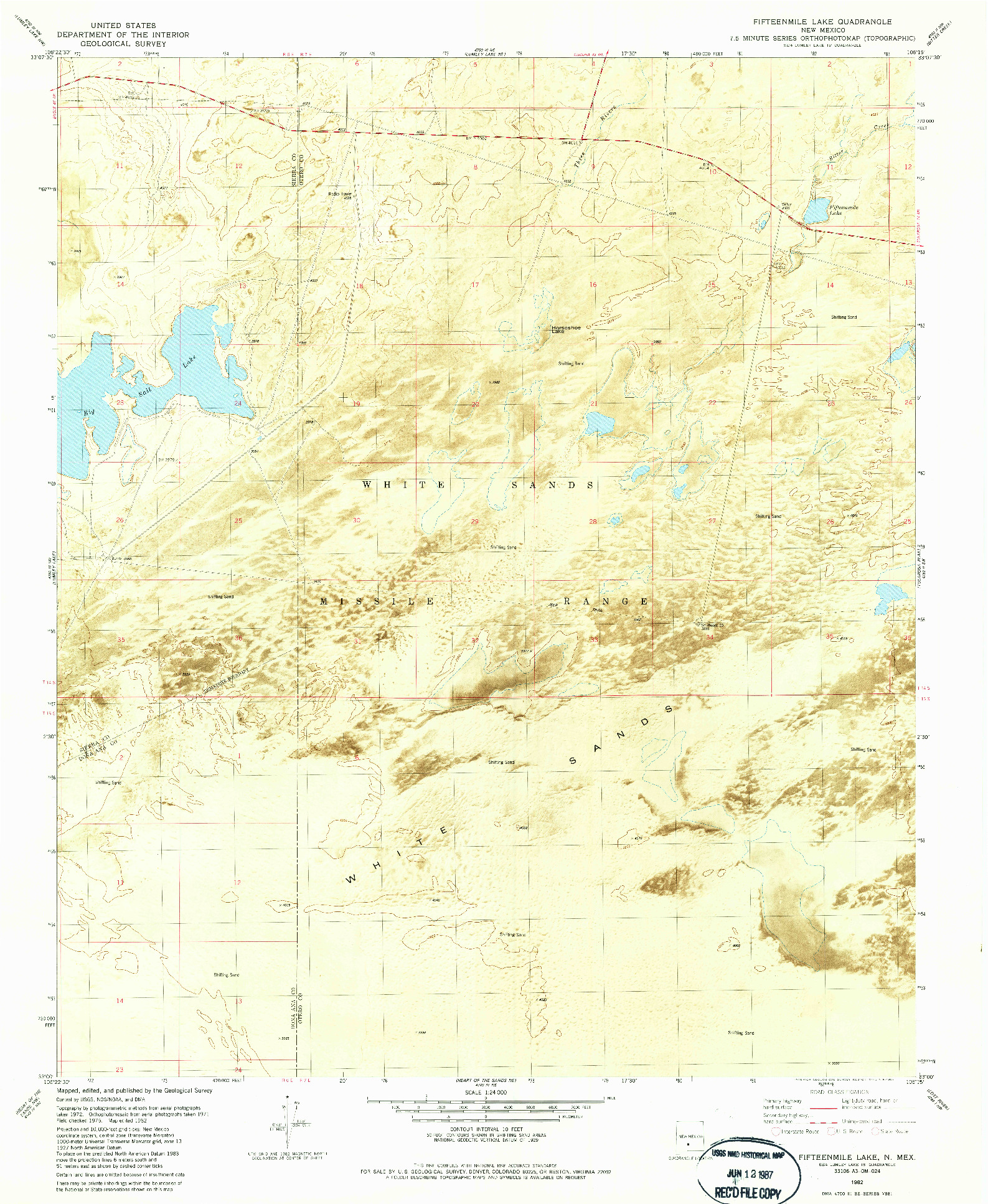 USGS 1:24000-SCALE QUADRANGLE FOR FIFTEENMILE LAKE, NM 1982