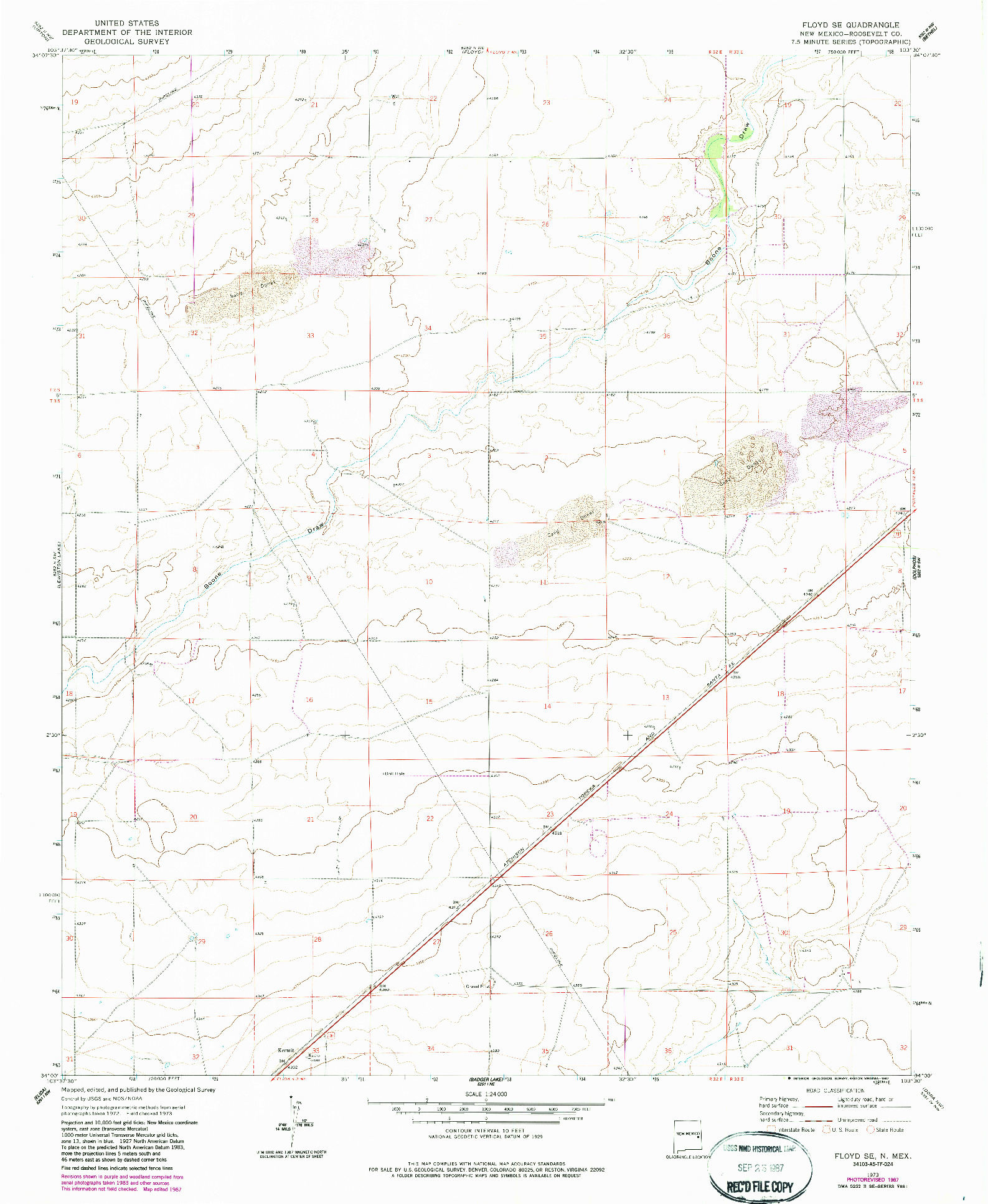 USGS 1:24000-SCALE QUADRANGLE FOR FLOYD SE, NM 1973